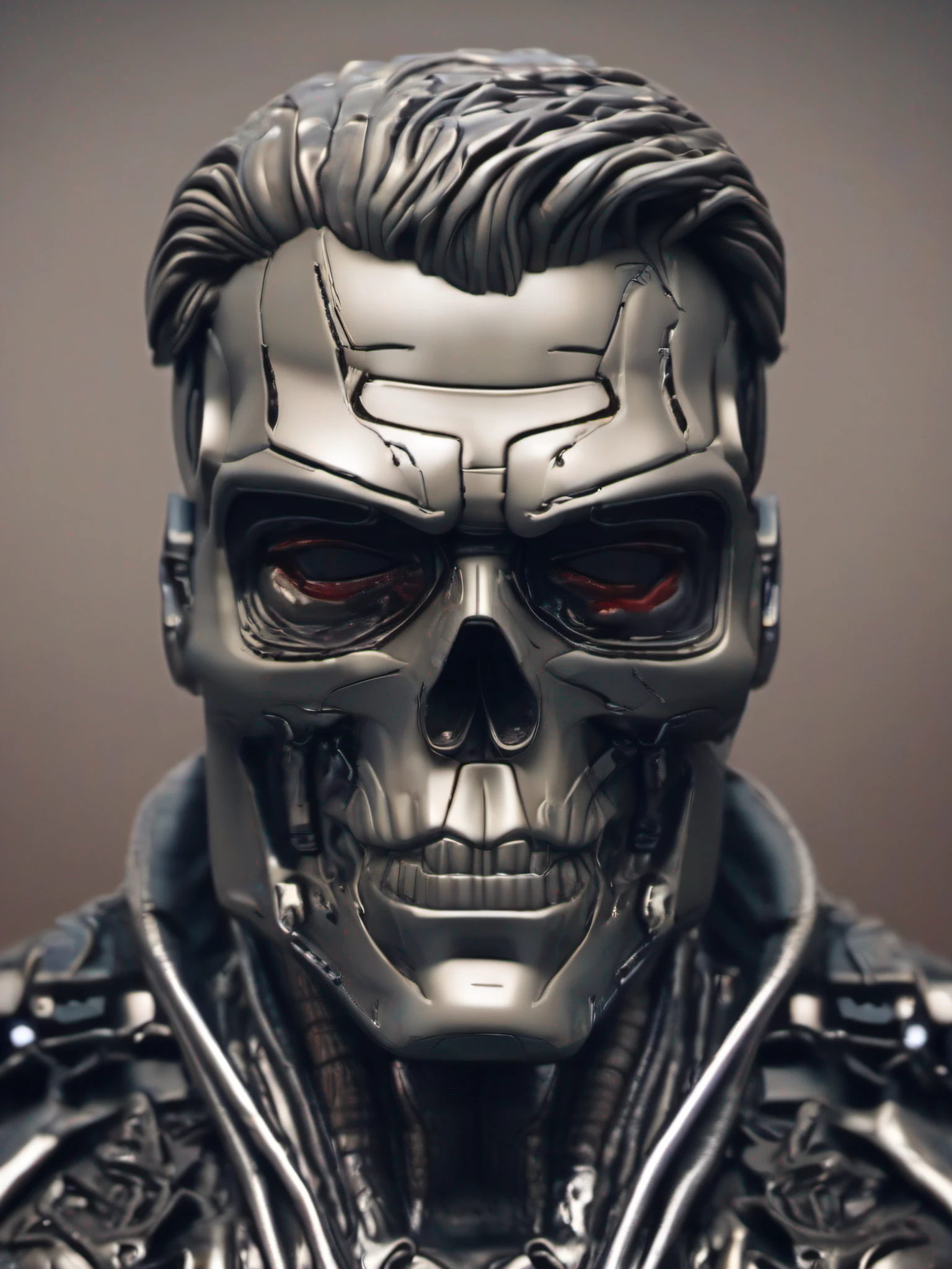 create TERMINATOR FACE HYPER NEO PLASTICINE STYLE. Ultra HD 32K, --AR 3:4, 55, -- v 5 5 --s 2