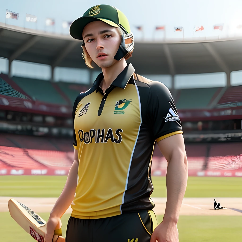 Yellow and black mix cricket jersey