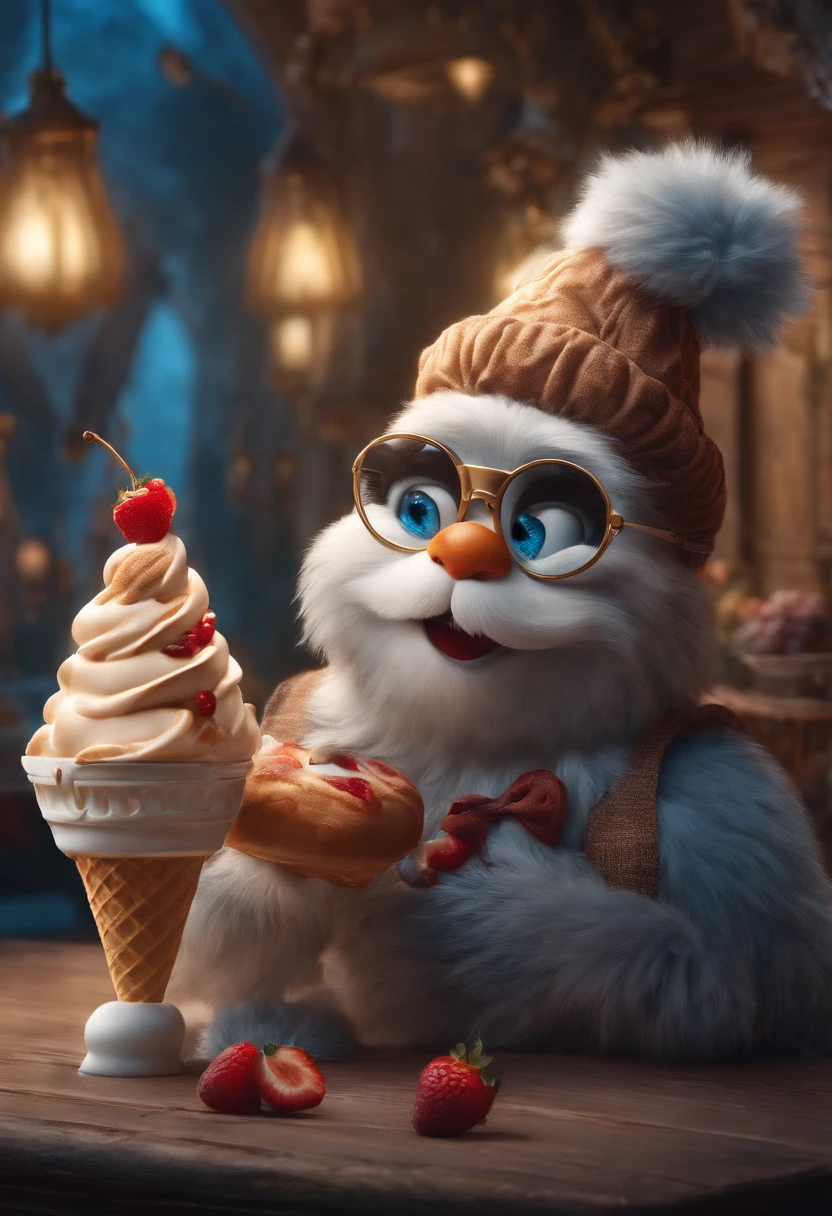 Anthropomorphic ice cream，Adventures，Masterpiece, ultraclear, extreme hight detail