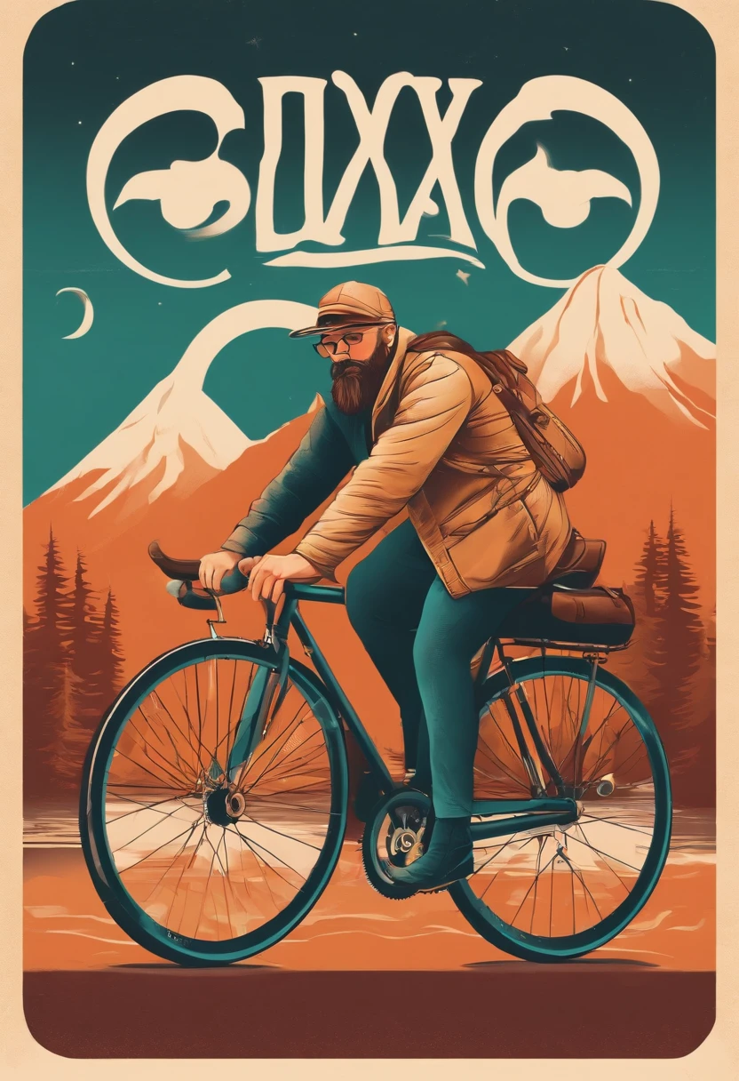 Crea el logotipo de un hombre hipster montado en una bicicleta fixie