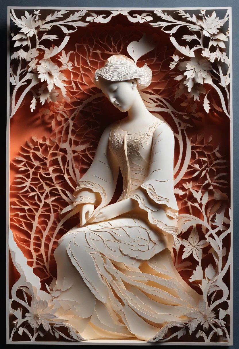 Color three-dimensional paper cutting effect