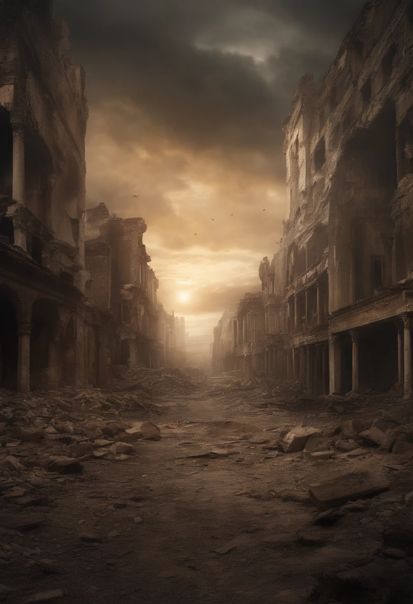 # Mind Map: Desolate Post-Apocalyptic Landscape
## Description
- Haunting and thought-provoking image of the end of the world
- Depicts a desolate, post-apocalyptic landscape
- Crumbling cities, scorched earth, and foreboding sky
- Remnants of human civilization in ruins
- Nature reclaiming the land
- Subtle details hinting at causes of the apocalypse
- Conveys a sense of despair
- Leaves room for a glimmer of hope or resilience
## Elements
- Desolate landscape
- Crumbling cities
- Scorched earth
- Foreboding sky
- Ruins of human civilization
- Nature reclaiming the land
- Subtle details hinting at causes
- Sense of despair
- Glimmer of hope or resilience
## Causes of the Apocalypse
- Environmental disaster
- War
- Catastrophic event from space
## Emotions
- Fear
- Awe
- Contemplation
- Fragility of our world
- Consequences of our actions