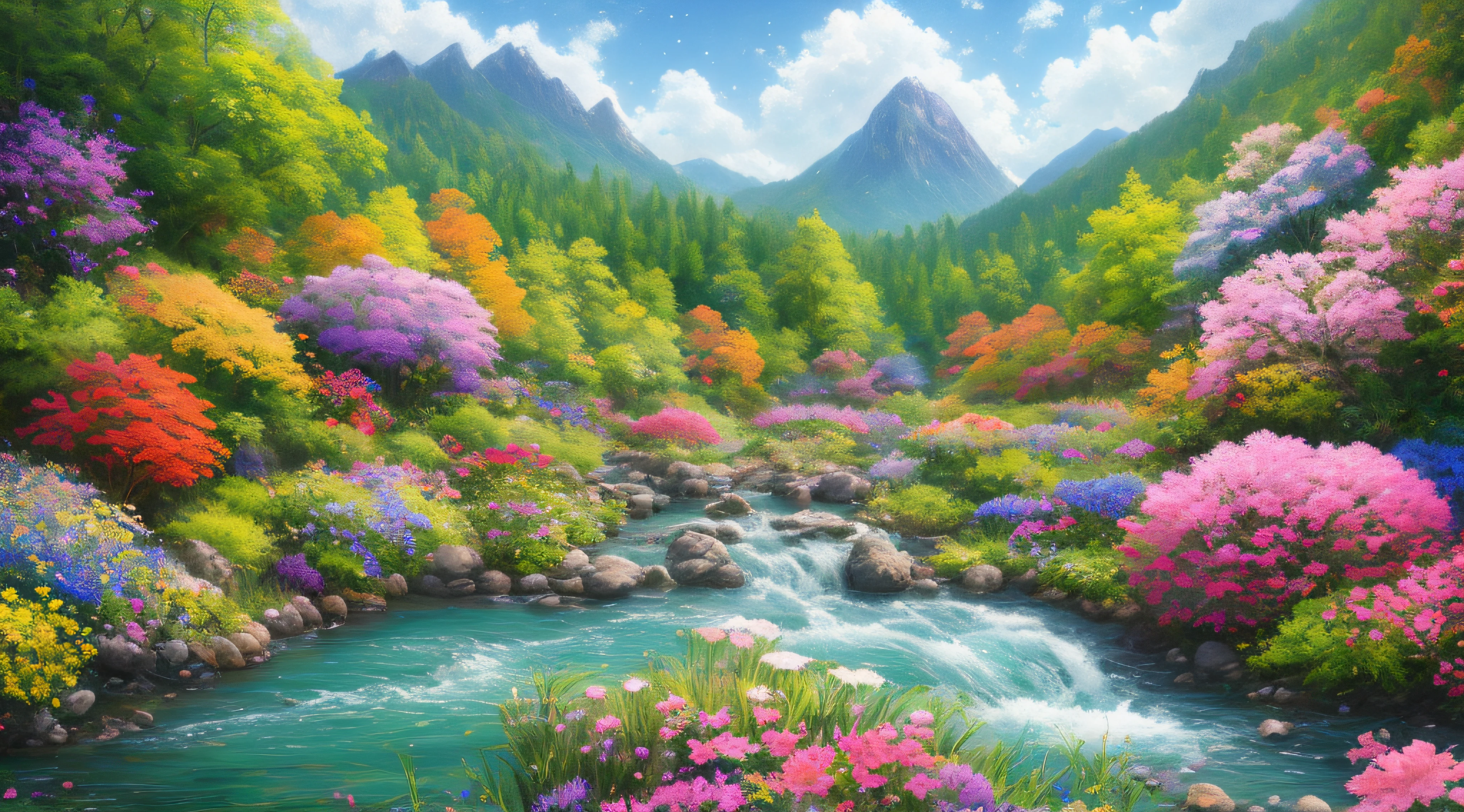 There are two boats fishing in the river, beside of the mountain, two boat in the water, mountain background, , flowers beside fence, masterpiece, best quality, high quality, extremely detailed CG unity 8k wallpaper, An enchanting and dreamy scene of a fantasy forest, with towering trees, glowing mushrooms, and hidden fairy glens, creating a sense of mystique and enchantment, art station, digital illustration, intricate, trending, pastel colors, oil paiting, award winning painting, Bokeh, Depth of Field, HDR, bloom, Chromatic Aberration ,Hyper realistic ,extremely detailed, trending on art station, trending on CGsociety, Intricate, High Detail, dramatic, art by midjourney