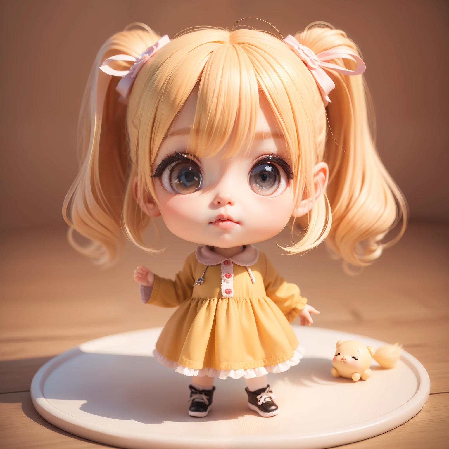 Cute Baby Chibi Anime、(((Chibi 3D))) (Best Quality), (masutepiece)、Blonde long hairstyle、Display Home、Small face、A detailed face