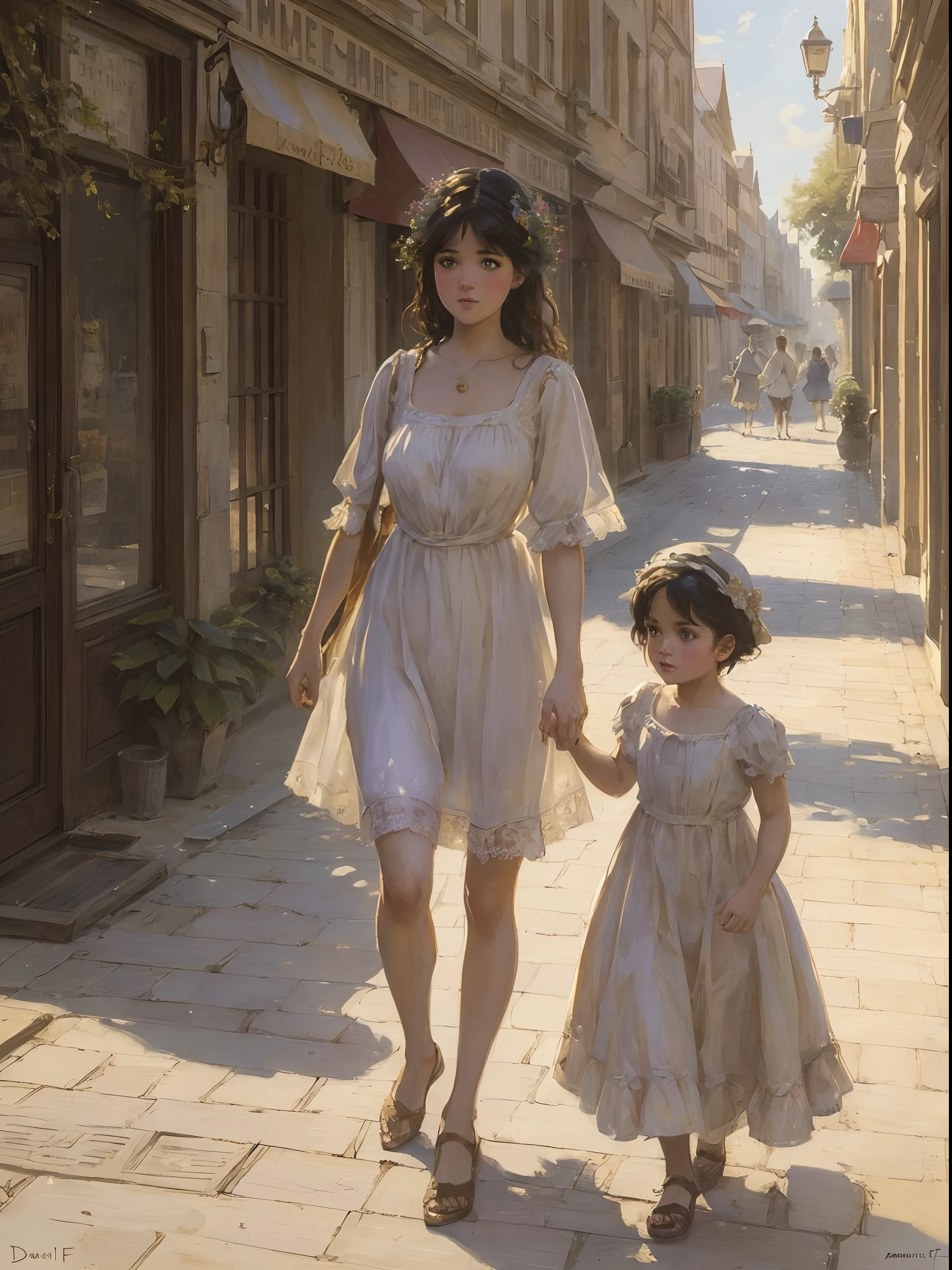 ((beste-Qualit, tmasterpiece)),((young Phoebe Cates)), Summer light dress, 1913 year, romance, Street sketch, ((Стиль Daniel-F-Gerhartz)), Detailed Illustration, grotesque, Complicated details, chilling, (aesthetics), excitement, Hyper-realistic, insanely detailed