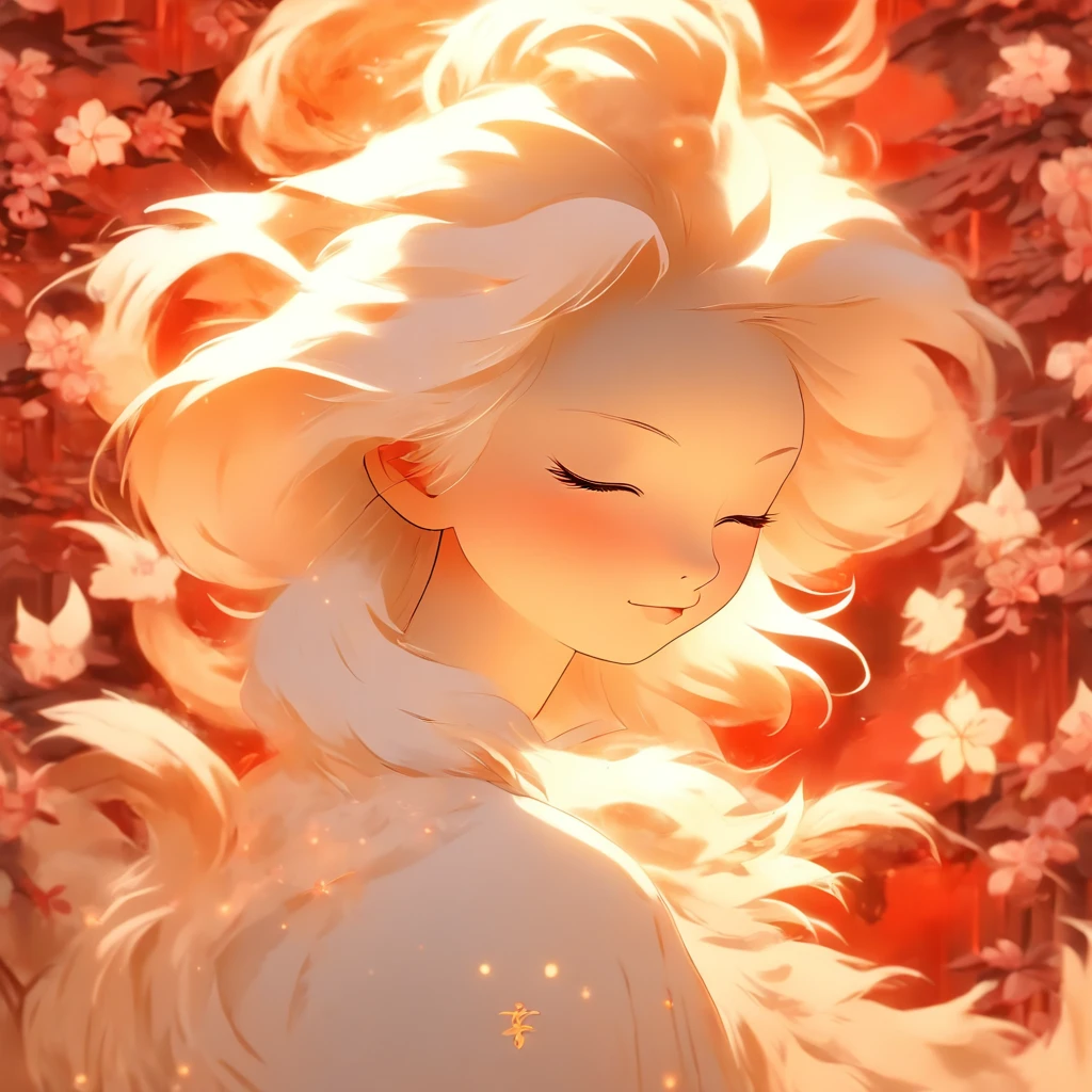 (White background:1.4),(Silhouette of a girl's head, Eyes closed, Long white hair,White fox ears,There are 9 fluffy fox tails,The tail has a fiery red color at the end, Oriental elements),(Chinese illustration:1.3,paper art:1.3, Quilted paper art:1.2),( reasonable design, Clear lines, High sharpness,Best quality, Very detailed, Masterpiece, movie light effect, 4K )