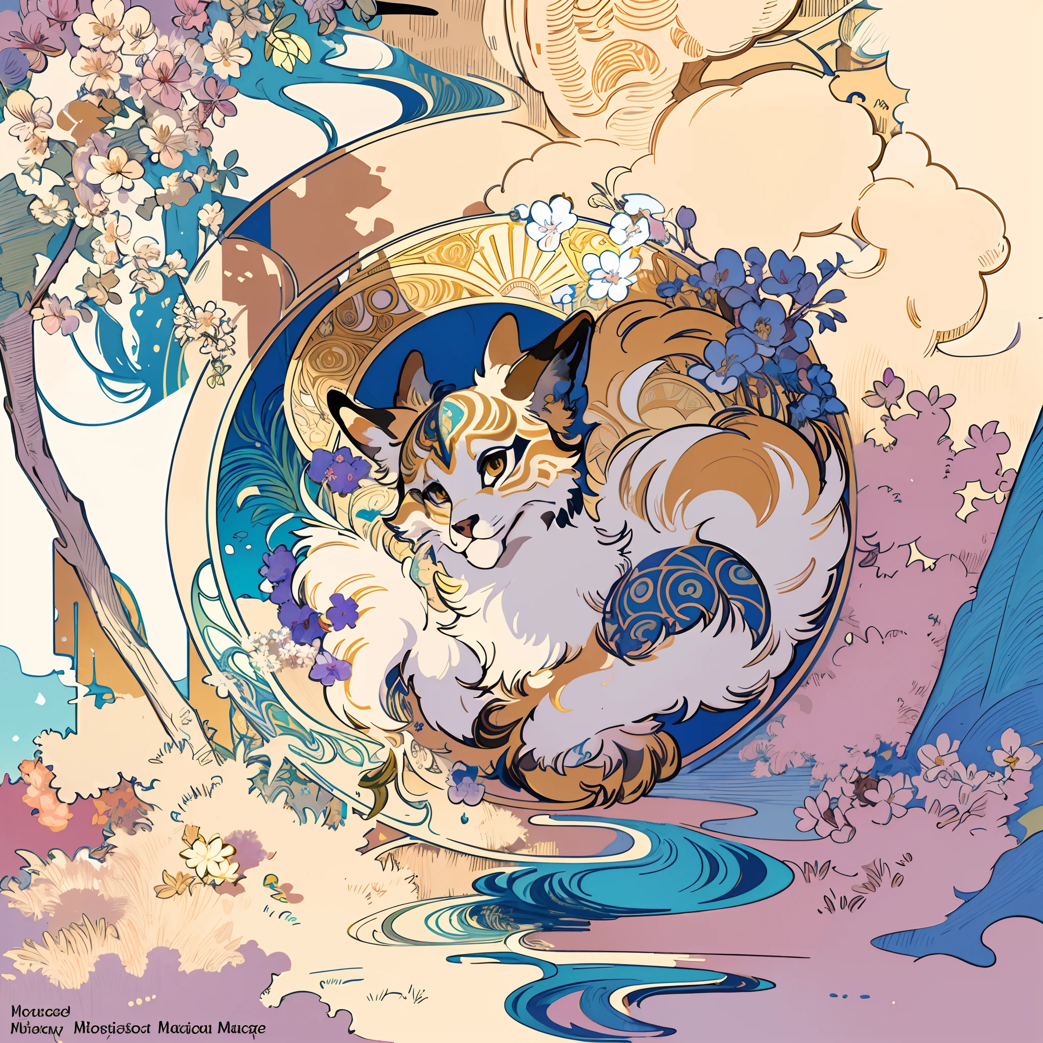 highres, top quality, best quality, paid reward available, High-quality illustrations by Alfons Mucha, unparalleled masterpiece, perfect artwork, absurdres, logo mark, stamp, Geometric pattern, vector-art, masterpiece(kemono, furry anthro)flower,