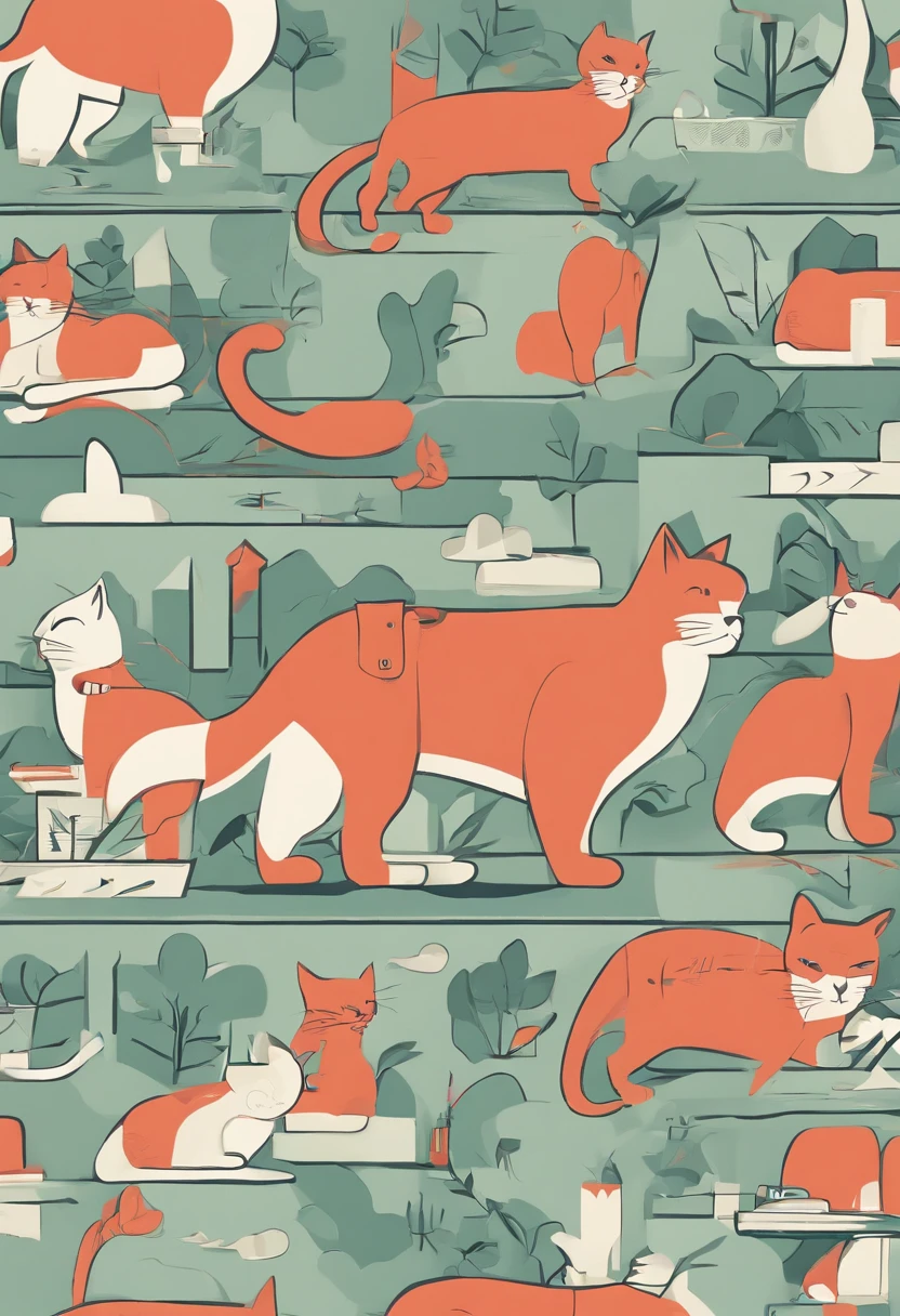 Cat carries a first aid kit in its mouth minimalist