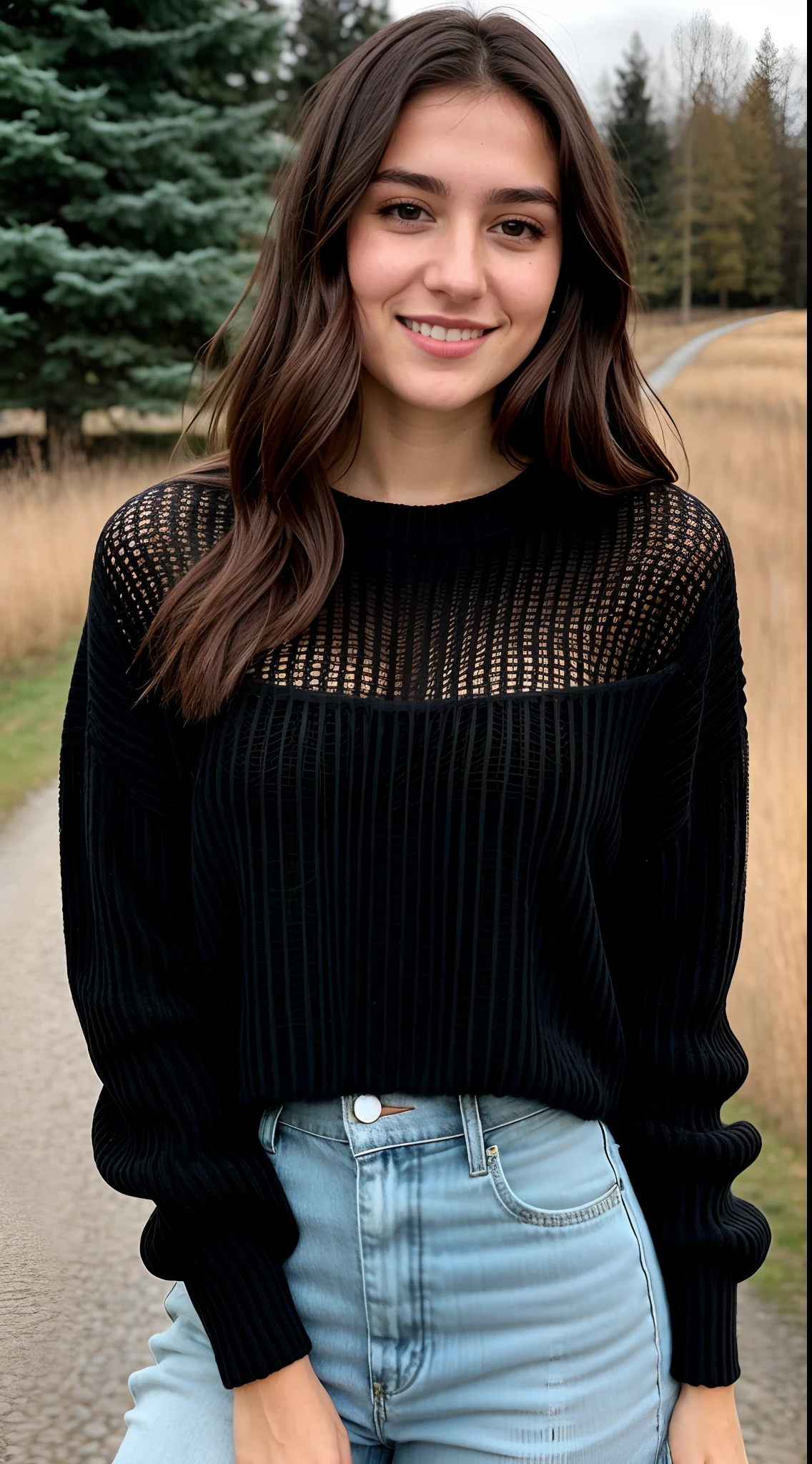 Instagram-Foto, Nahaufnahme Gesicht Foto von 23 Y.o Chloe im schwarzen Pullover, Spaltung, blasse Haut, (smil:0.4), Harte Schatten