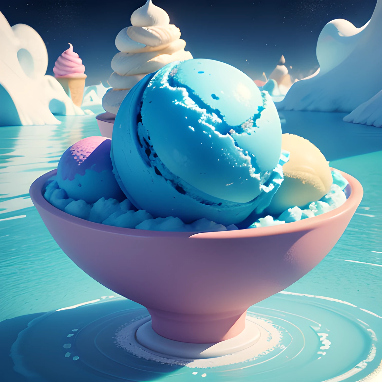 ice-cream fantasy, a world made by ice-cream