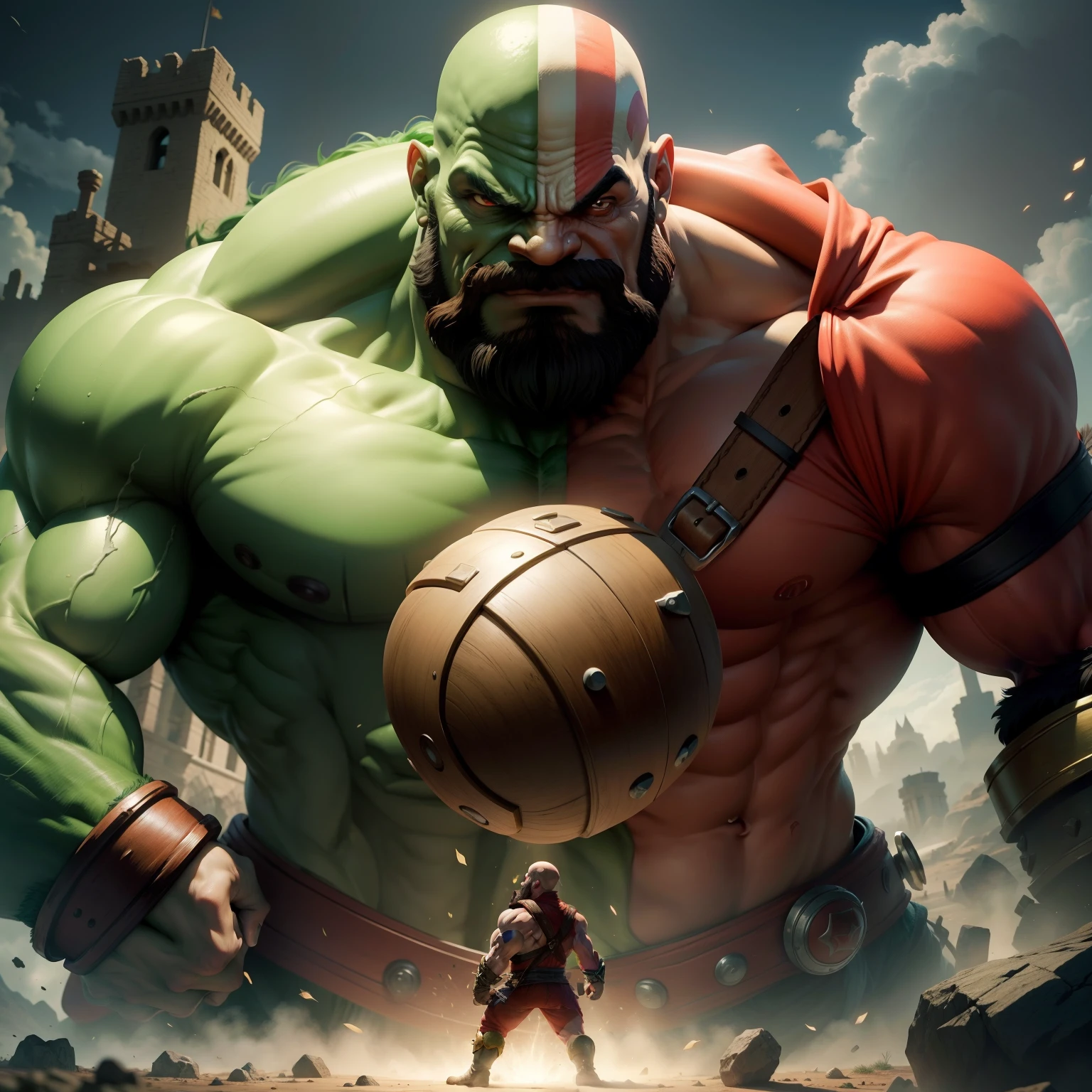 Kratos vs hulk in Mario World