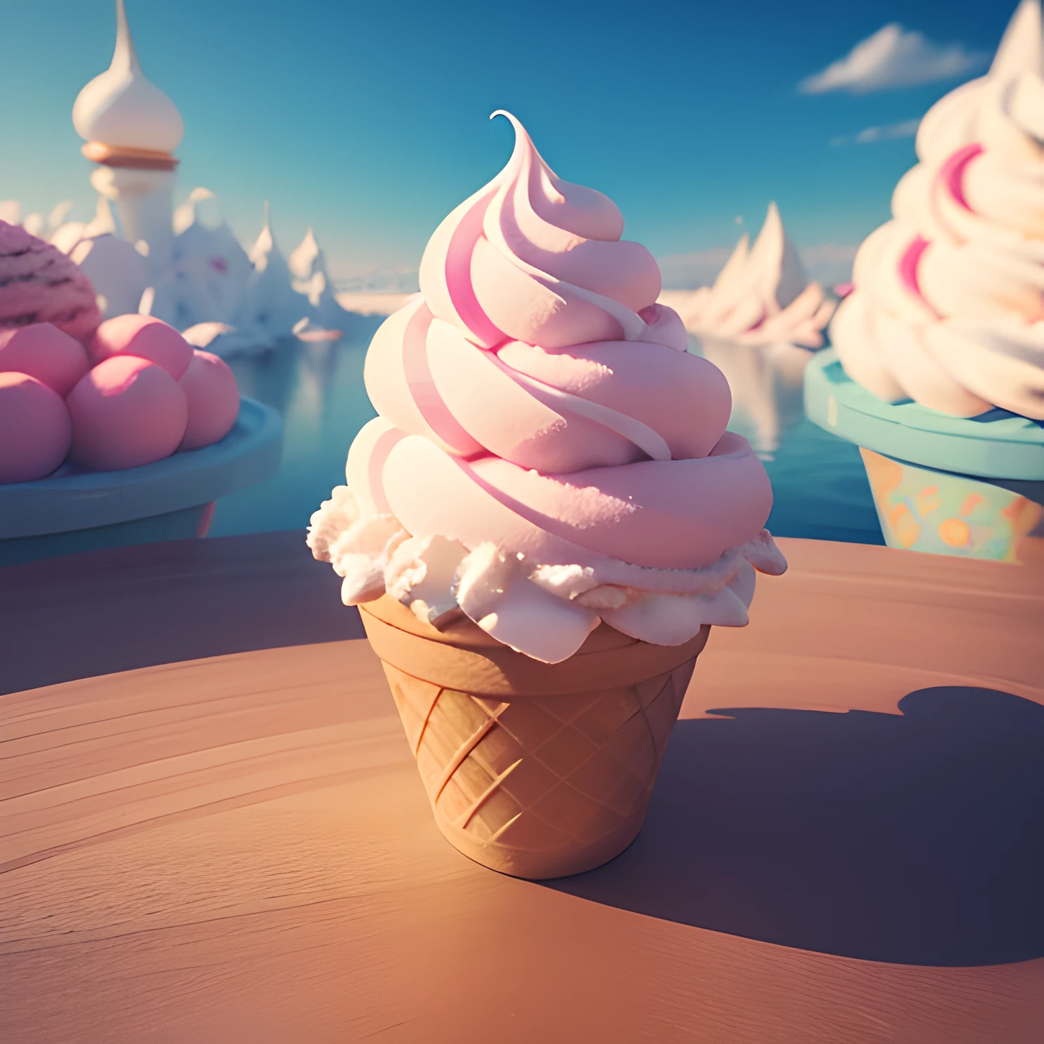 ice-cream fantasy, a world made by ice-cream