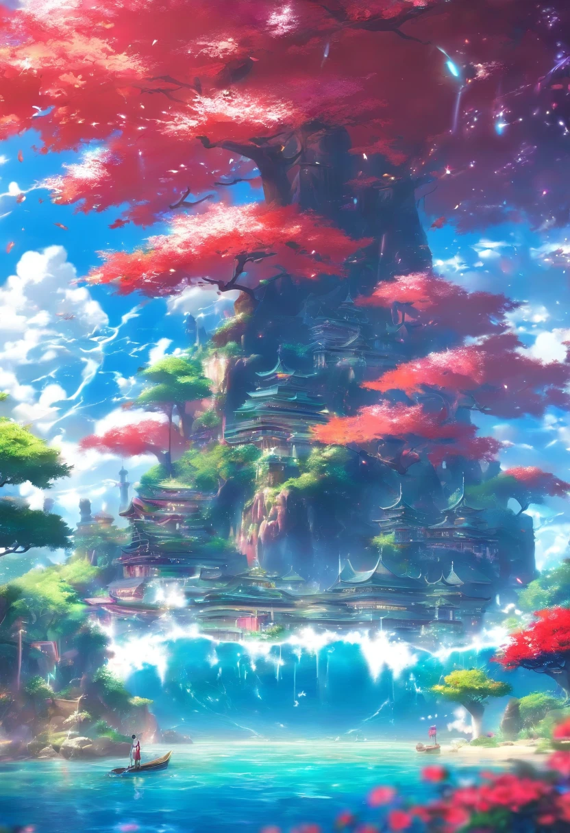 Sidon Style,Utopian world, hdr, Perfect, Amazing flawless world, Endless flower sea background,god light、8k, a color