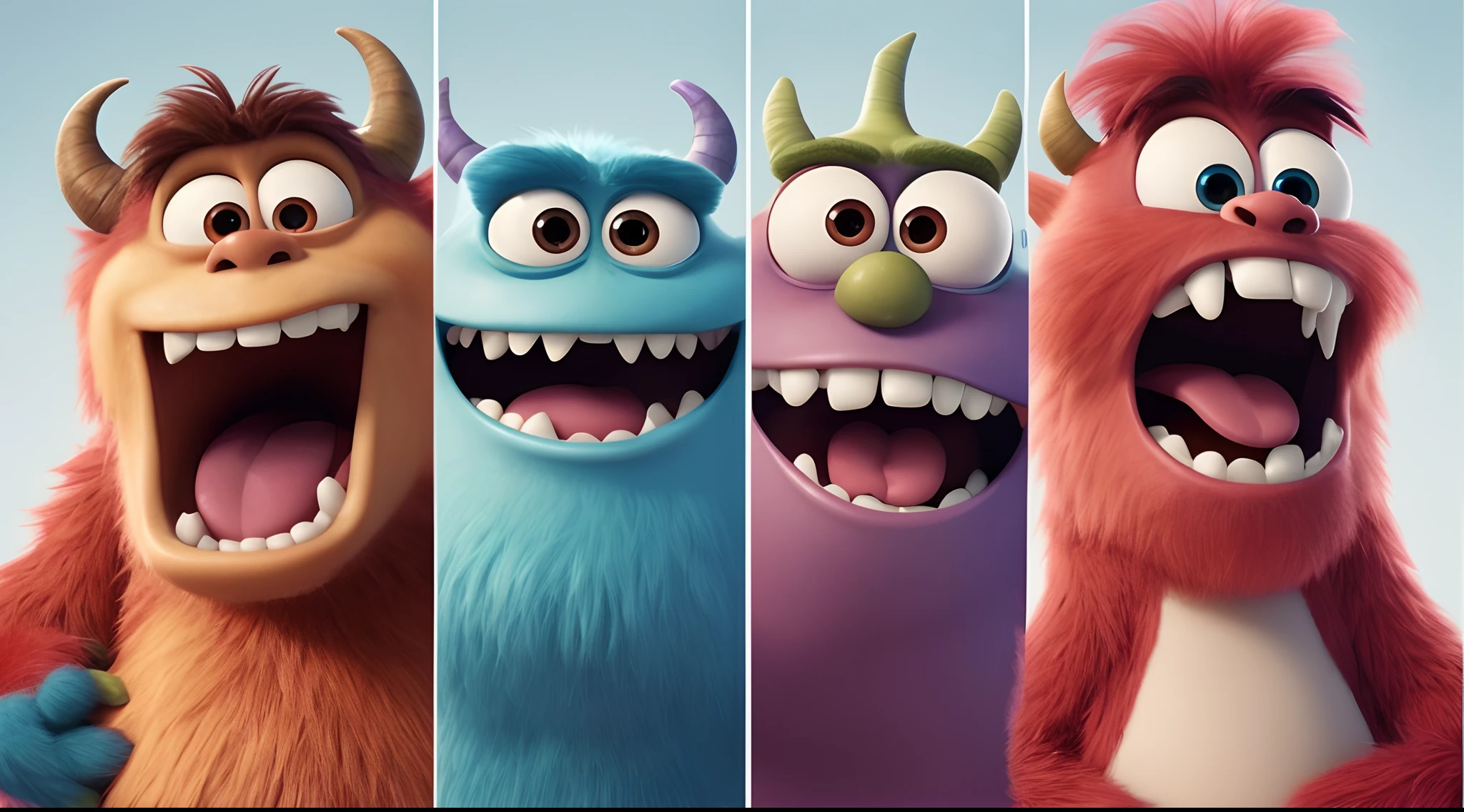 monsters inc characters are all smiling and posing for a picture, monsters inc pixar, pixar character design, pixar cute character design, pixar cartoon style, pixar cartoon, animation pixar style, monsters inc, by Pixar, pixar movie style, pixar 3 d animation style, cartoon pixar style, pixar art 3d, pixar art style, cute pixar character, pixar splash art, monsters