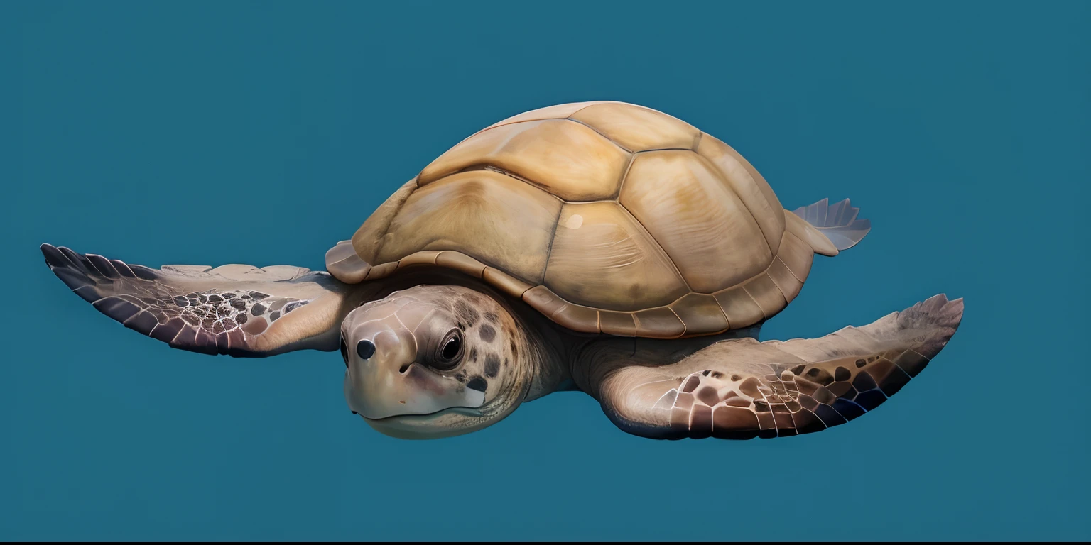 There is a turtle floating in the water,, , turtle, great leviathan turtle,  Turtlen, Extremely realistic