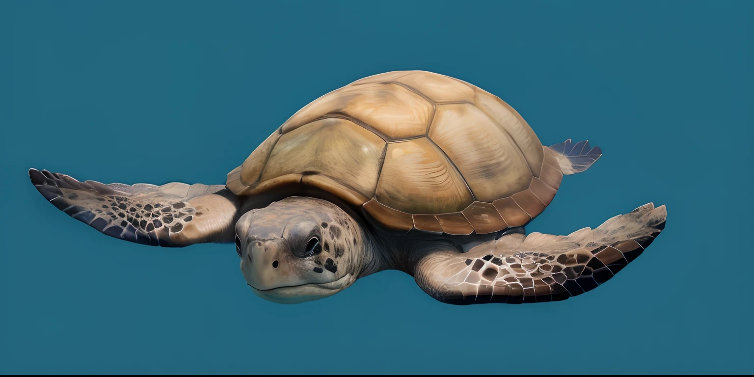 There is a turtle floating in the water,, , turtle, great leviathan turtle,  Turtlen, Extremely realistic