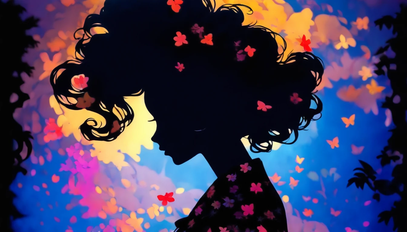 (Silhouette Art,cutouts:1.6)
(((Paper cutting art,A world where only black exists:1.3)
(Cowboy Shot),1 girl,Solo,
(Kimono Girl,profile:1.2),white, Clear and beautiful face,
BREAK
(aquariums)
Textured glass background,