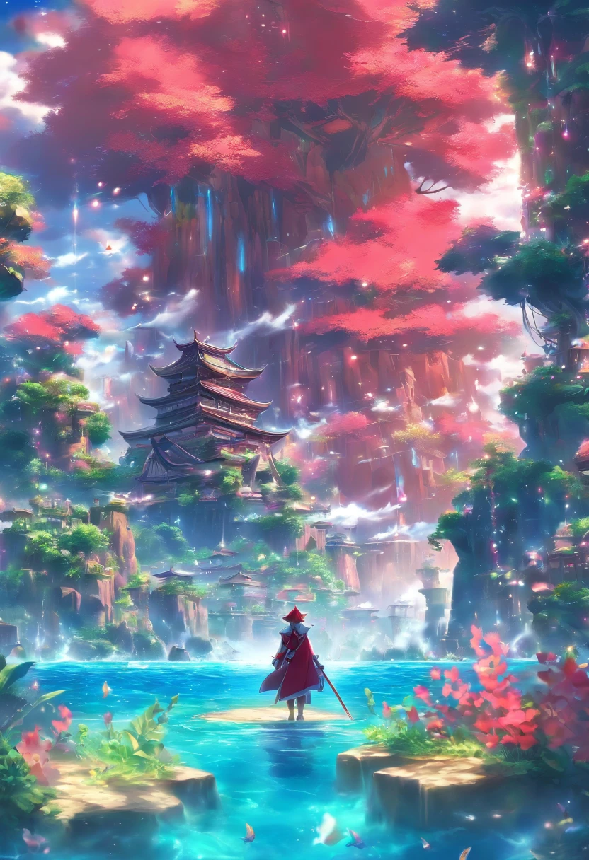 Sidon Style,Utopian world, hdr, Perfect, Amazingly perfect world, Endless flower sea background,god light、8K, a color