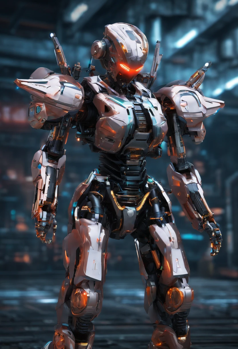 (a girl with) a massive humanoid combat weapon, equipped with a large flight unit with six wings on its back, (in a) defensive formation, (ready to) immediately annihilate enemy aircraft! (best quality, highres, realistic, professional), ultra-detailed, HDR, (with) vibrant colors, (and) studio lighting, (showcasing) the power and beauty of the battle!