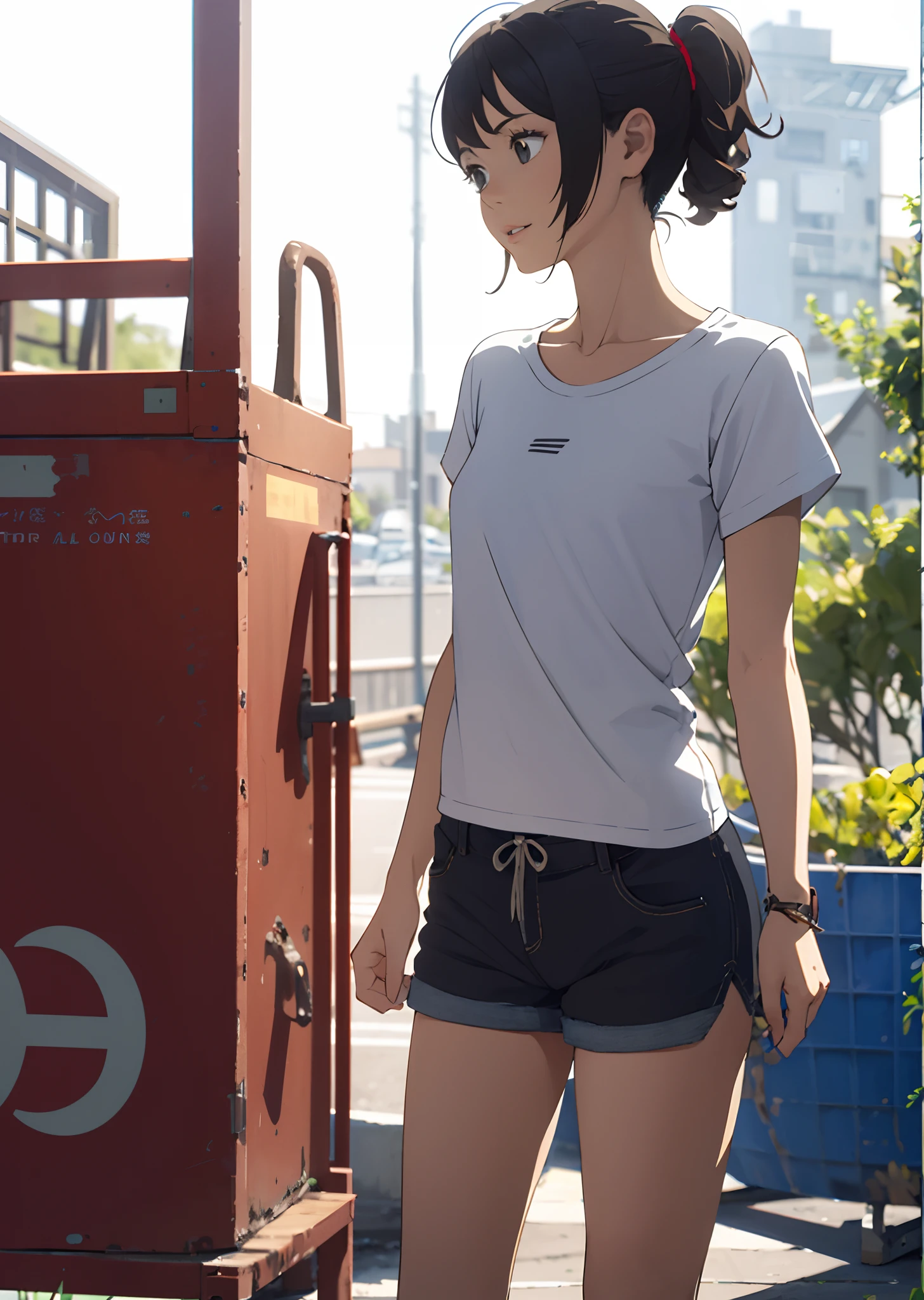 girl wearing allusive shorts with white t shirt