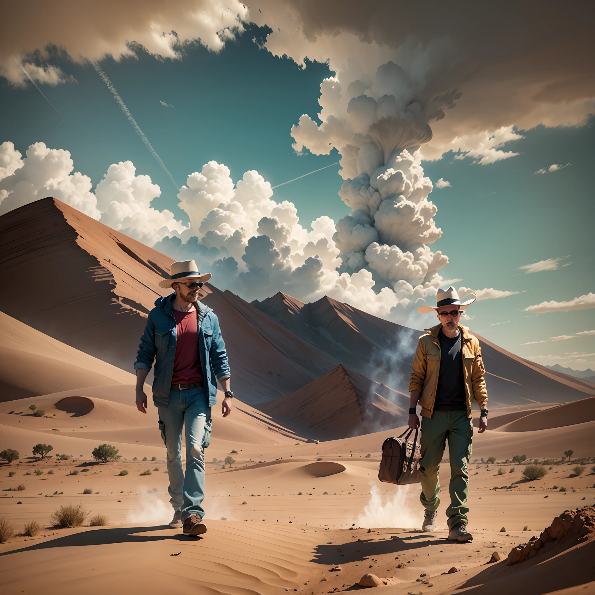 Heisenberg and Jessy Pinkman in desert, sunny day. --auto --s2