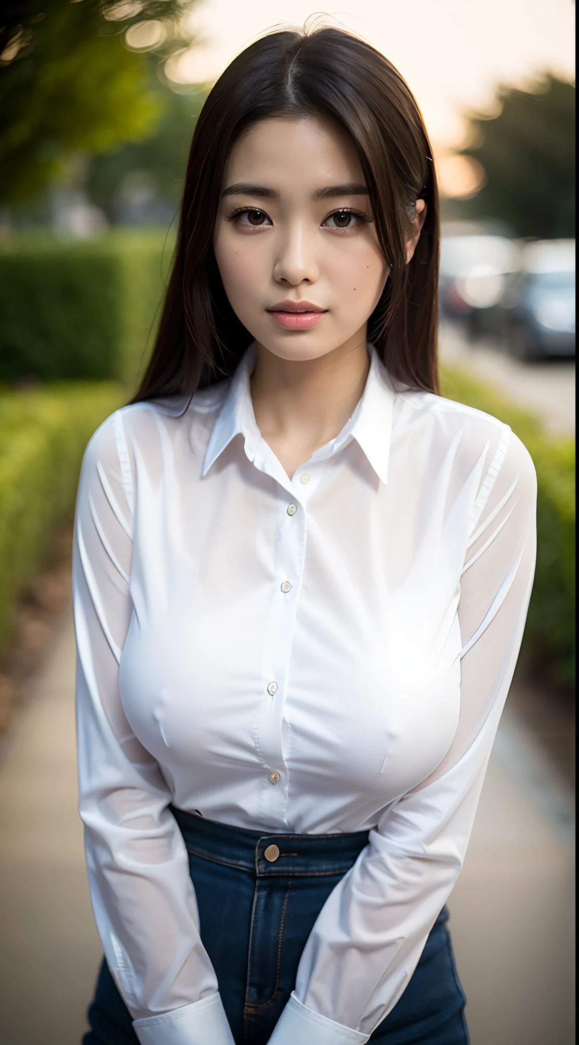 (8k, RAW photo, best quality, masterpiece:1.2), (realistic, photo-realistic:1.37), ultra-detailed,
1 woman, solo,gigantic droopy saggy long tits, large aperture, professional dark night romantic lighting, Sony A7R4, Zessie 50mm F1.8,beautiful detailed eyes, oiled, oily, sweaty, shiny skin, white collared shirt
