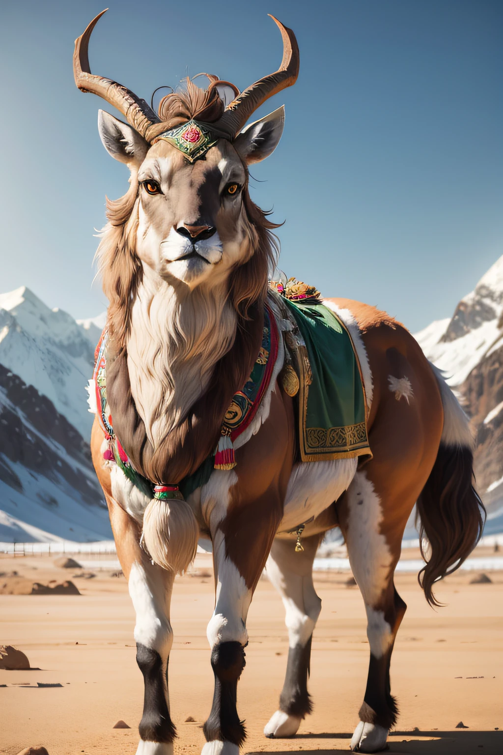 put a pakistani costume to the national animal of pakistan markhor ultra real looking