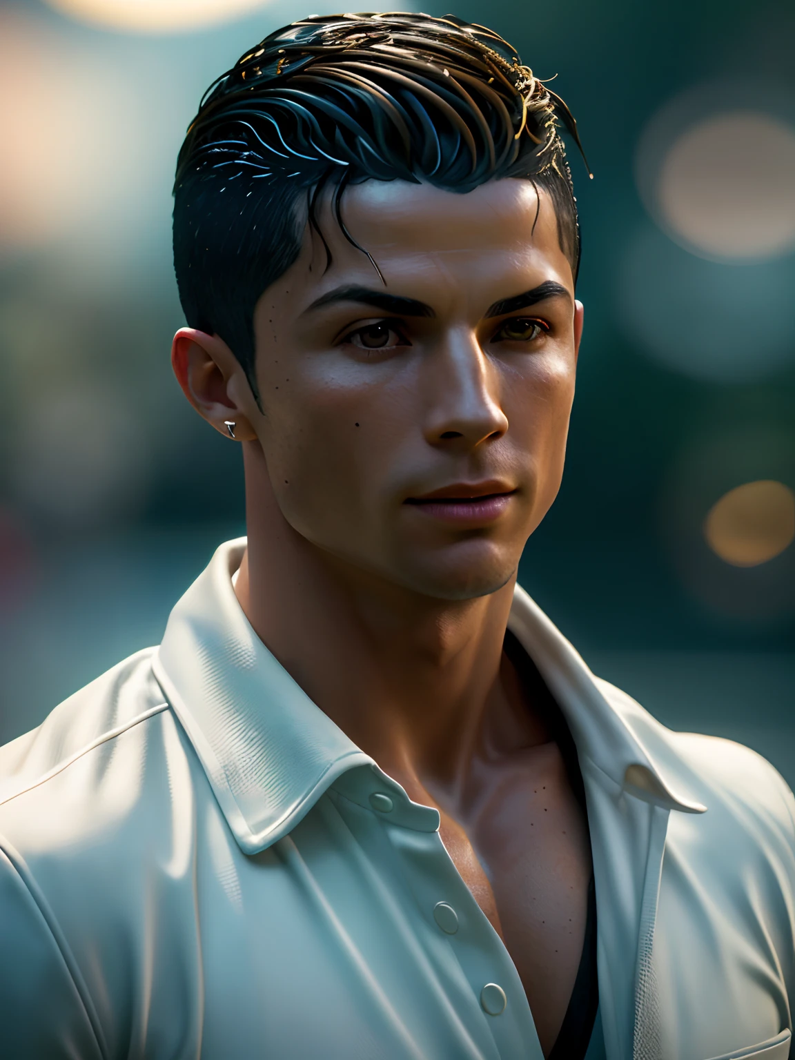 cristiano ronaldo , (photographic realistic style) (masterpiece:1.2) (bokeh) (best quality) (detailed skin) (detailed texture) (8k) (claymation) (cinematic lighting) (sharp focus, Social realism, Realism, ray tracing, reflection light, high quality, high details, super detail, 8k, 16k, best quality