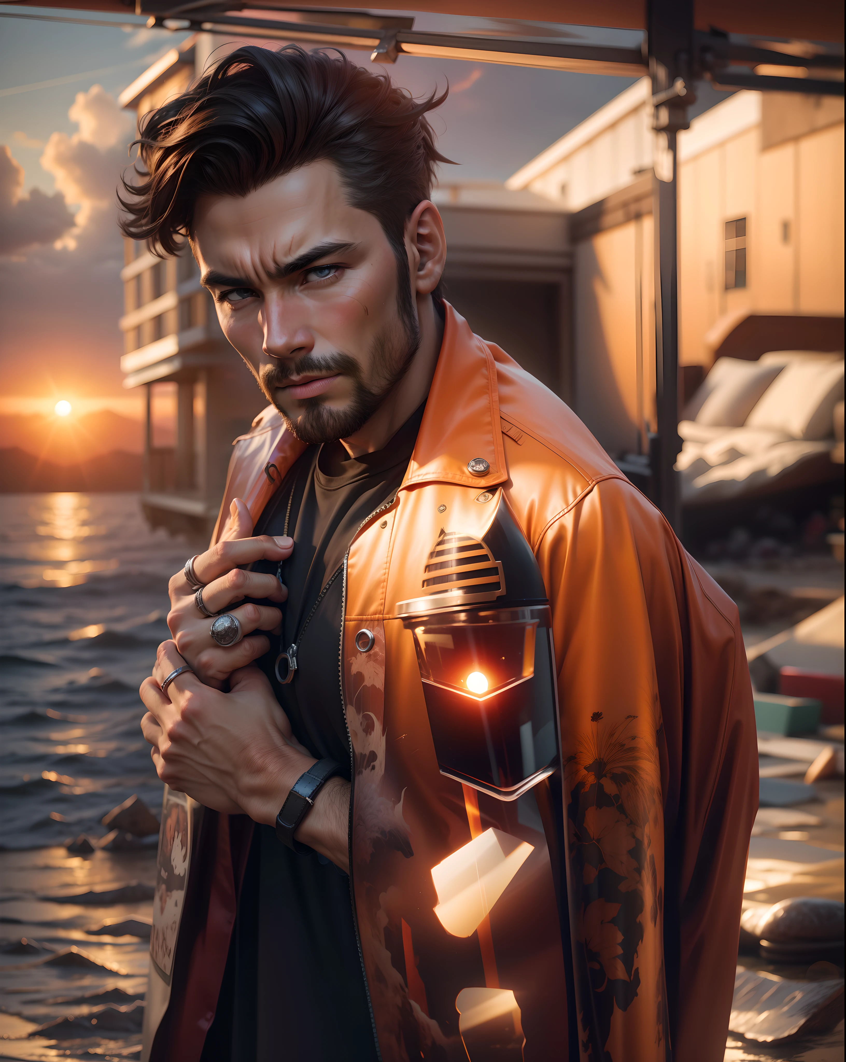 Dramatic, sunset, 4k,realistic, man
