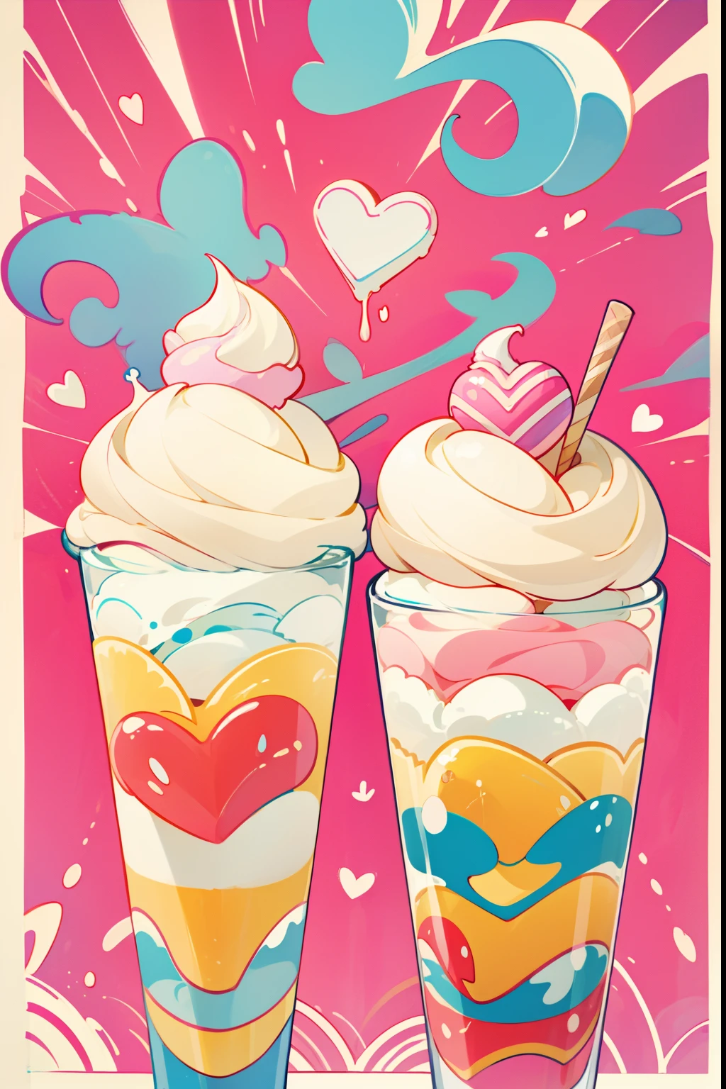 masterpiece, ice cream, Activities，poster for，love heart，Dessert，Being in love，Valentine's Day