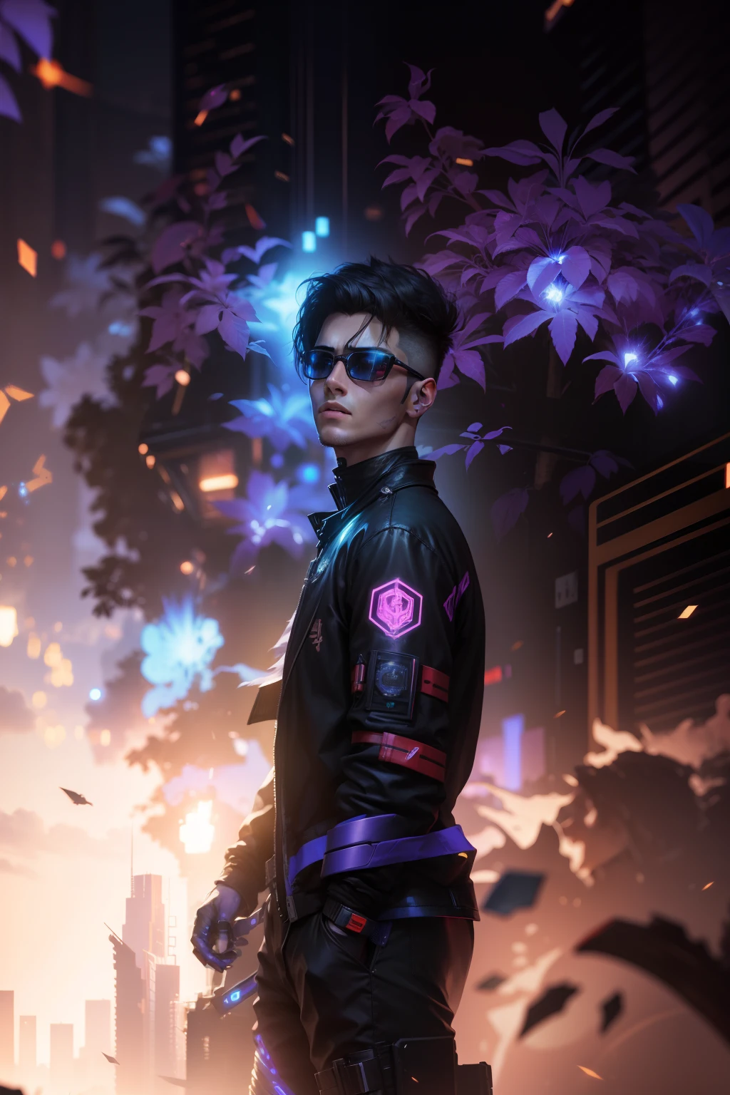 change background cyberpunk handsome boy realistic Ultra 8k realistic real face