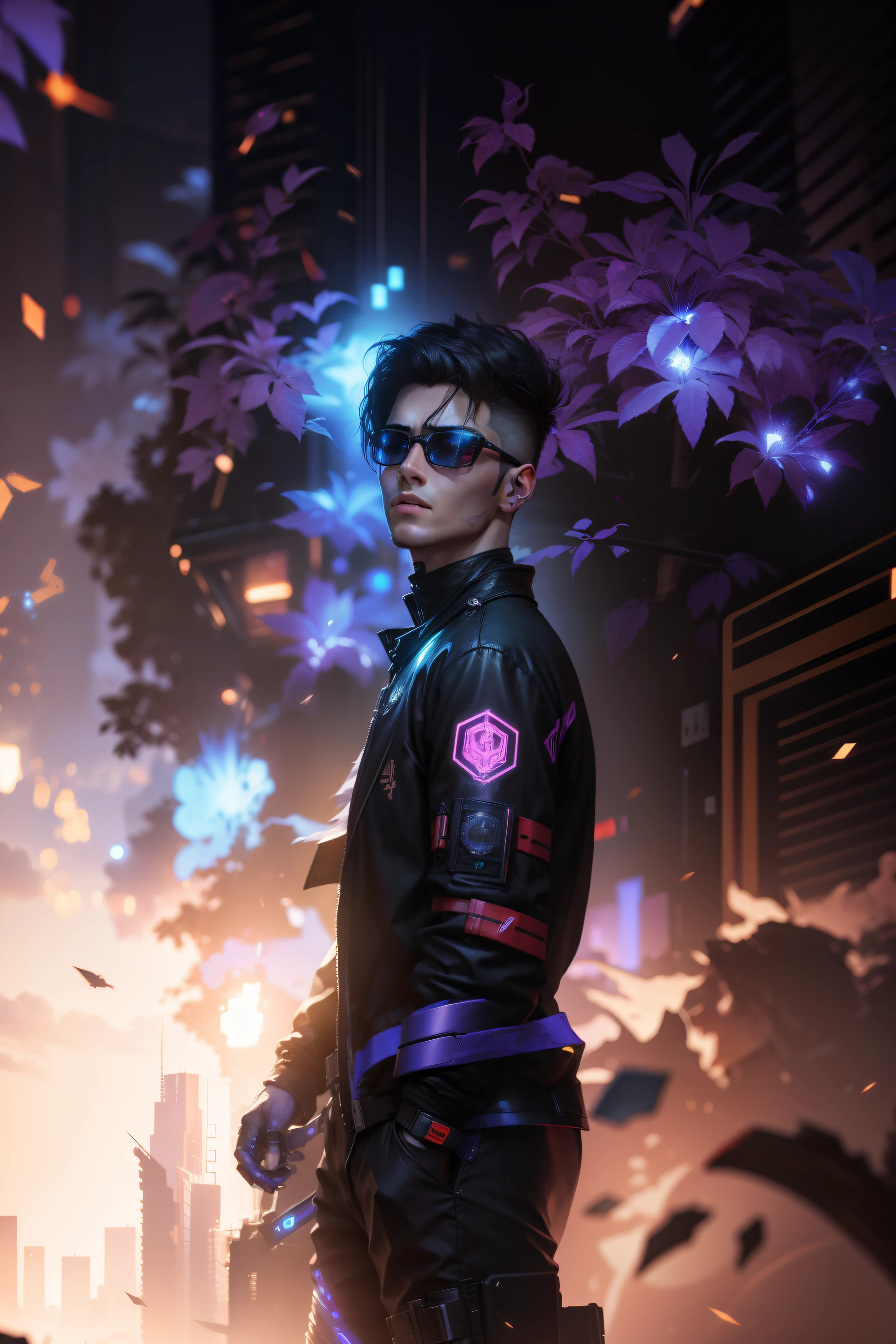 change background cyberpunk handsome boy realistic Ultra 8k realistic real face