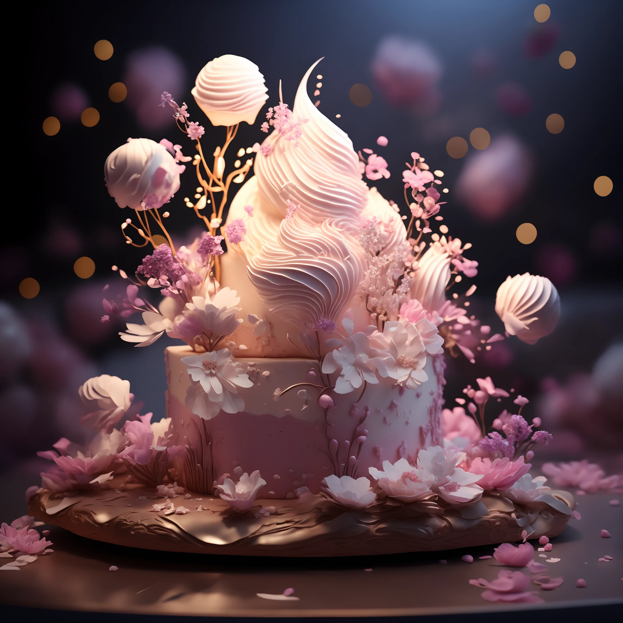 there is a cake with frosting and flowers on a plate, trend on behance 3d art, trend on behance 3 d art, 3d render digital art, gorgeous 3d render, 3 d render stylized, 3 d artistic render, surreal 3 d render, stylized 3d render, hyper detailed 3 d render, hyper detailed 3d render