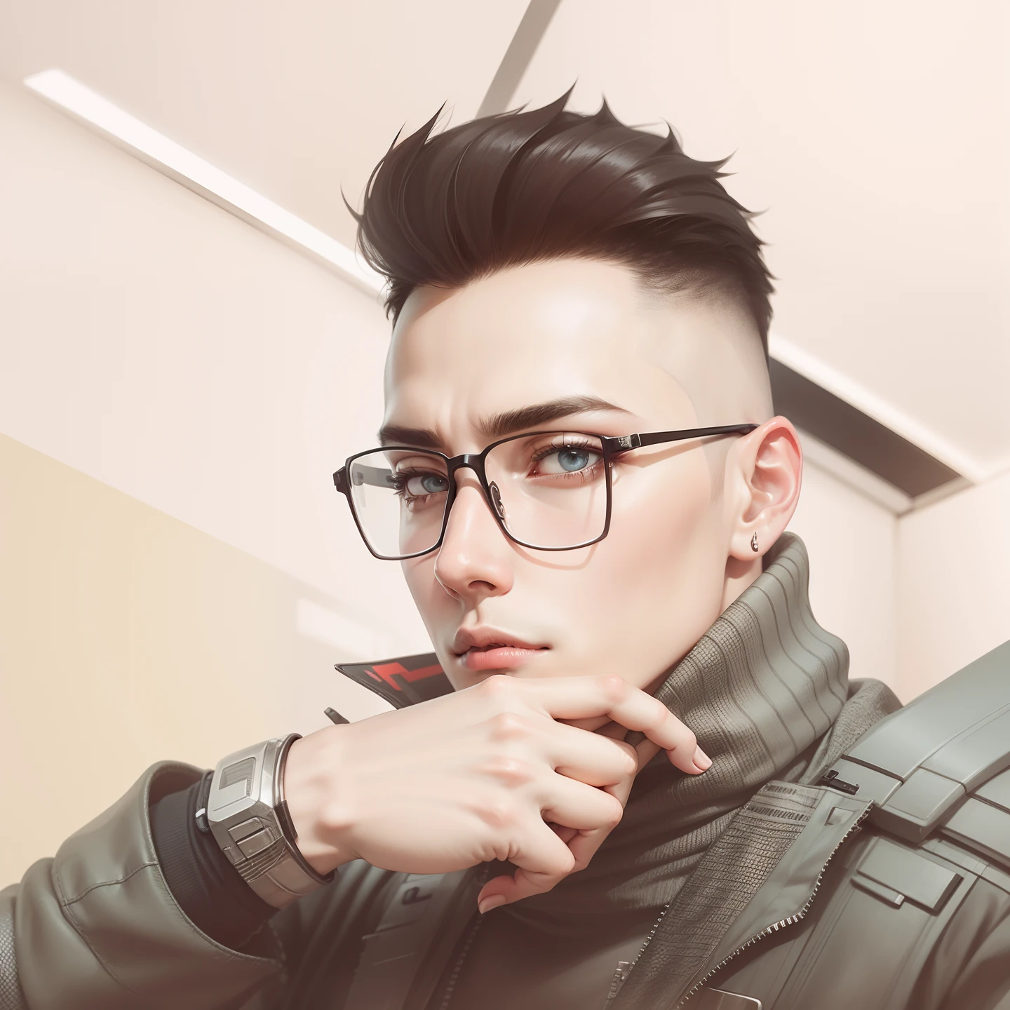 Change background cyberpunk handsome boy ,