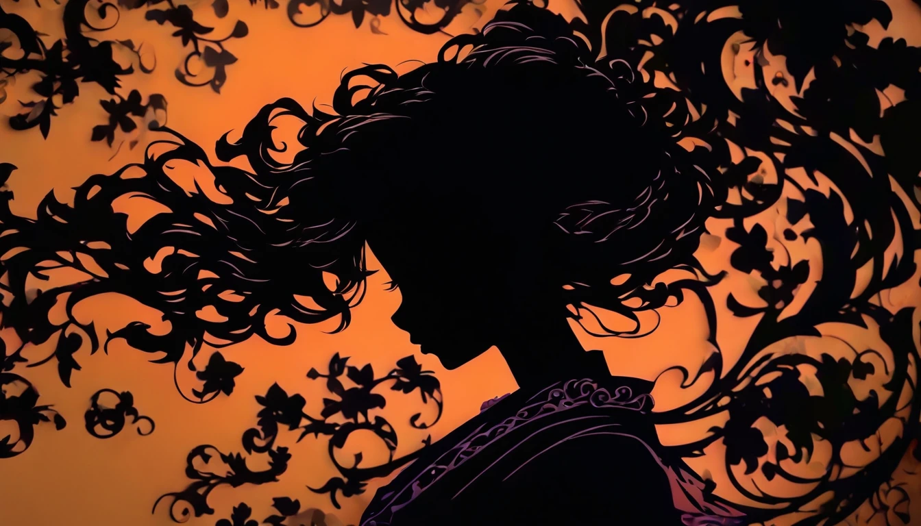 (Silhouette Art,cutouts:1.6)
(((Paper cutting art,A world where only black exists:1.3)
(Cowboy Shot),1 girl,Solo,
(Kimono Girl,profile:1.2),white, Clear and beautiful face,
BREAK
(hololive、Coco Kiryu)
Textured glass background,