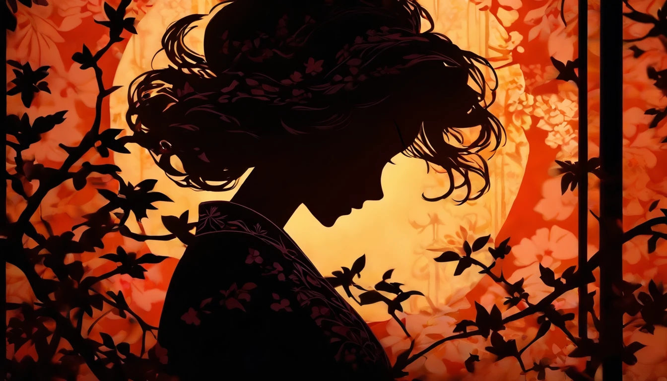 (Silhouette Art,cutouts:1.6)
(((Paper cutting art,A world where only black exists:1.3)

(Cowboy Shot),1 girl,Solo,
(Kimono Girl,profile:1.2),white, Clear and beautiful face,

BREAK
(hololive、Coco Kiryu)
Textured glass background,