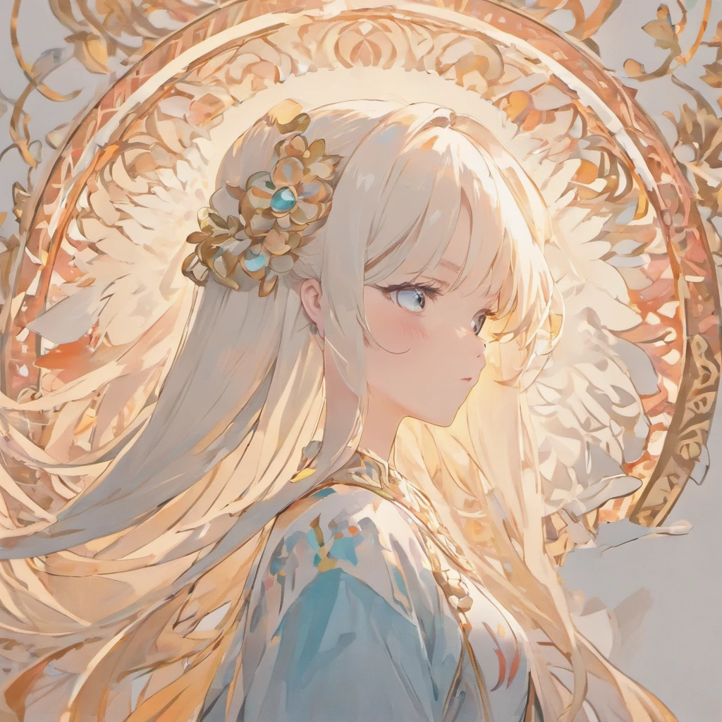 (White background:1.4),(Silhouette of a girl's head, Eyes closed, colorfull long hair, Oriental elements)，(Chinese illustration:1.3，paper art:1.3, Quilted paper art:1.2),( reasonable design, Clear lines, High sharpness,Best quality, Very detailed, Masterpiece, movie light effect, 4K )