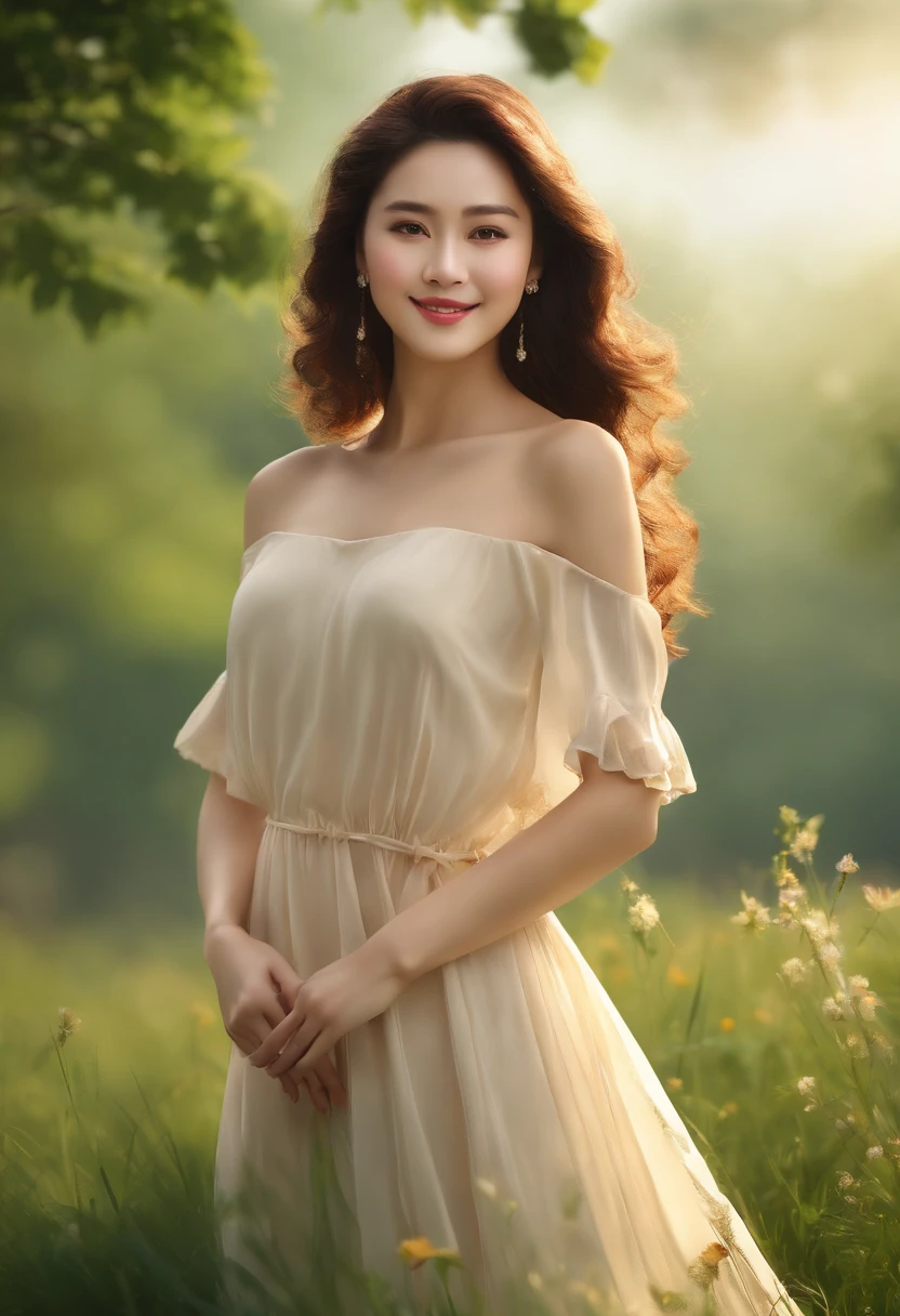 (best quality,4k,8k,highres,masterpiece:1.2),ultra-detailed,(realistic,photorealistic,photo-realistic:1.37), portraits, colorful, soft lighting, delicate shadows, Vietnamese girl, alluring eyes, captivating smile, elegant posture, sitting gracefully on lush green grass, short floral dress, showcasing her beautiful figure, enchanting atmosphere, gentle breeze playing with her hair, vibrant colors, emphasizing her vibrant personality, natural beauty radiating from her, serene and peaceful surrounding, creating a sense of tranquility and harmony.