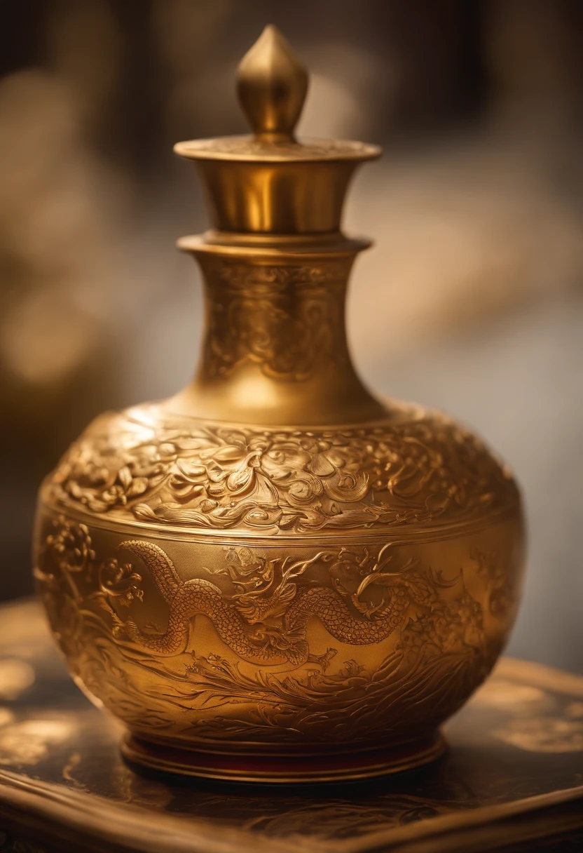 Golden elixir,The inside is faintly patterned with a dragon pattern