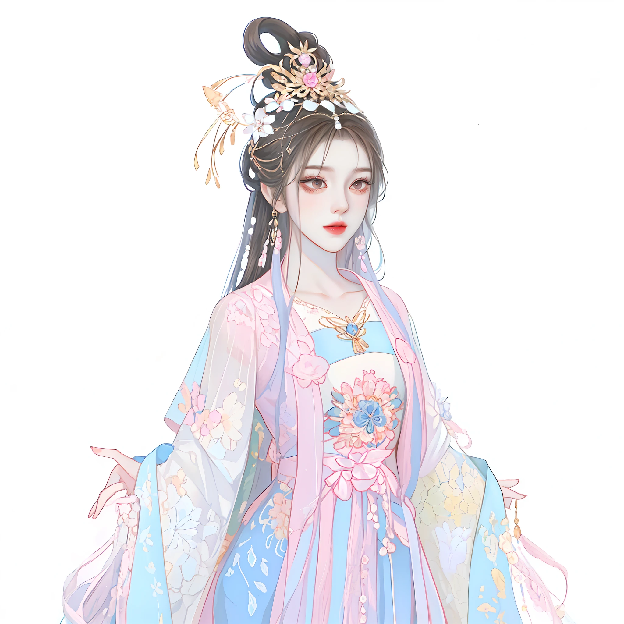 Western girl，Works of masters，Best picture quality，Higher quality，high detal， 超高分辨率， 8K分辨率， depth of fields， cinematic photogtaphy， intricately details， carefully， meticuloso， glorious， max detail， extreme beautiful， （（（1girll， 独奏）））， 18yr old，long whitr hair， brunette color hair， white skinned， A picture， tmasterpiece， （Best picture quality）， Higher quality， high detal， 超高分辨率， in a panoramic view， Exquisite facial features， s the perfect face