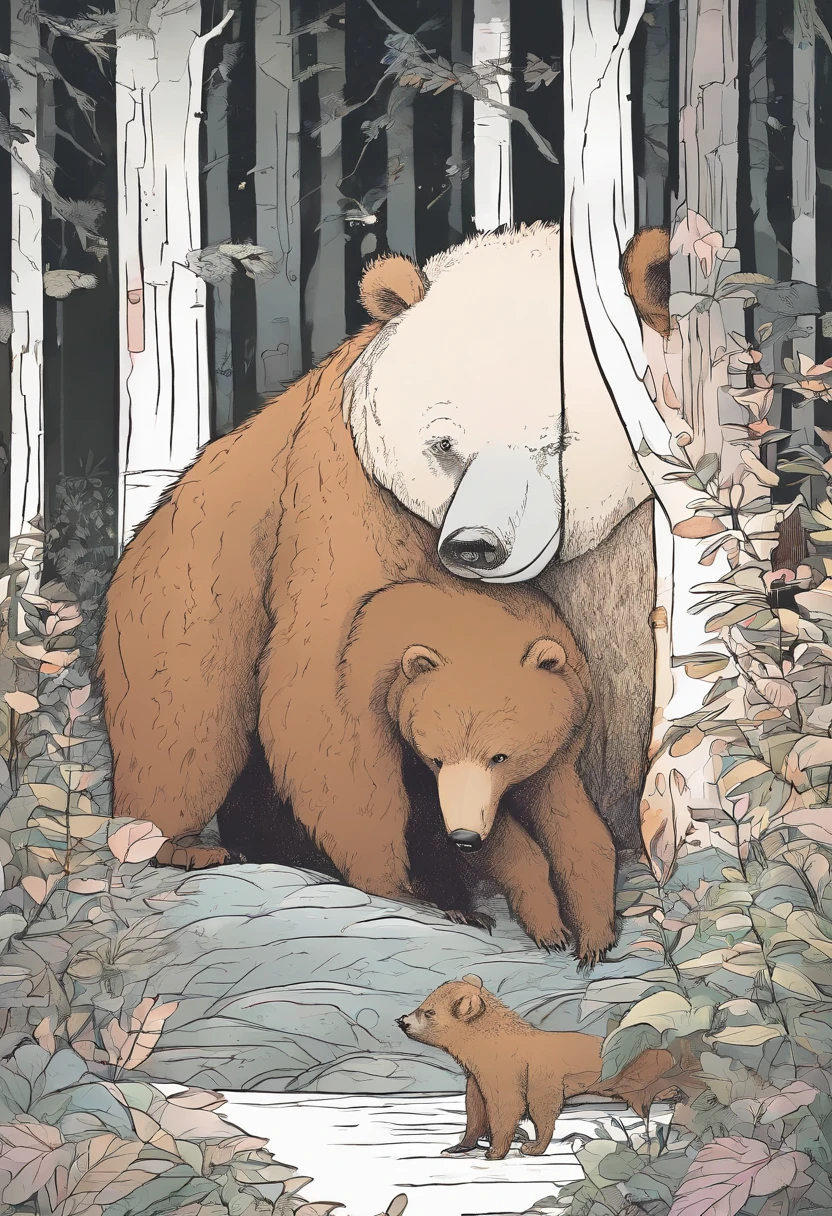 One bear and one ant met in the forest。
bears are large and fluffy fur,。
The ant had a small, black body glowing。
At first, they looked at each other、It was in tension。
