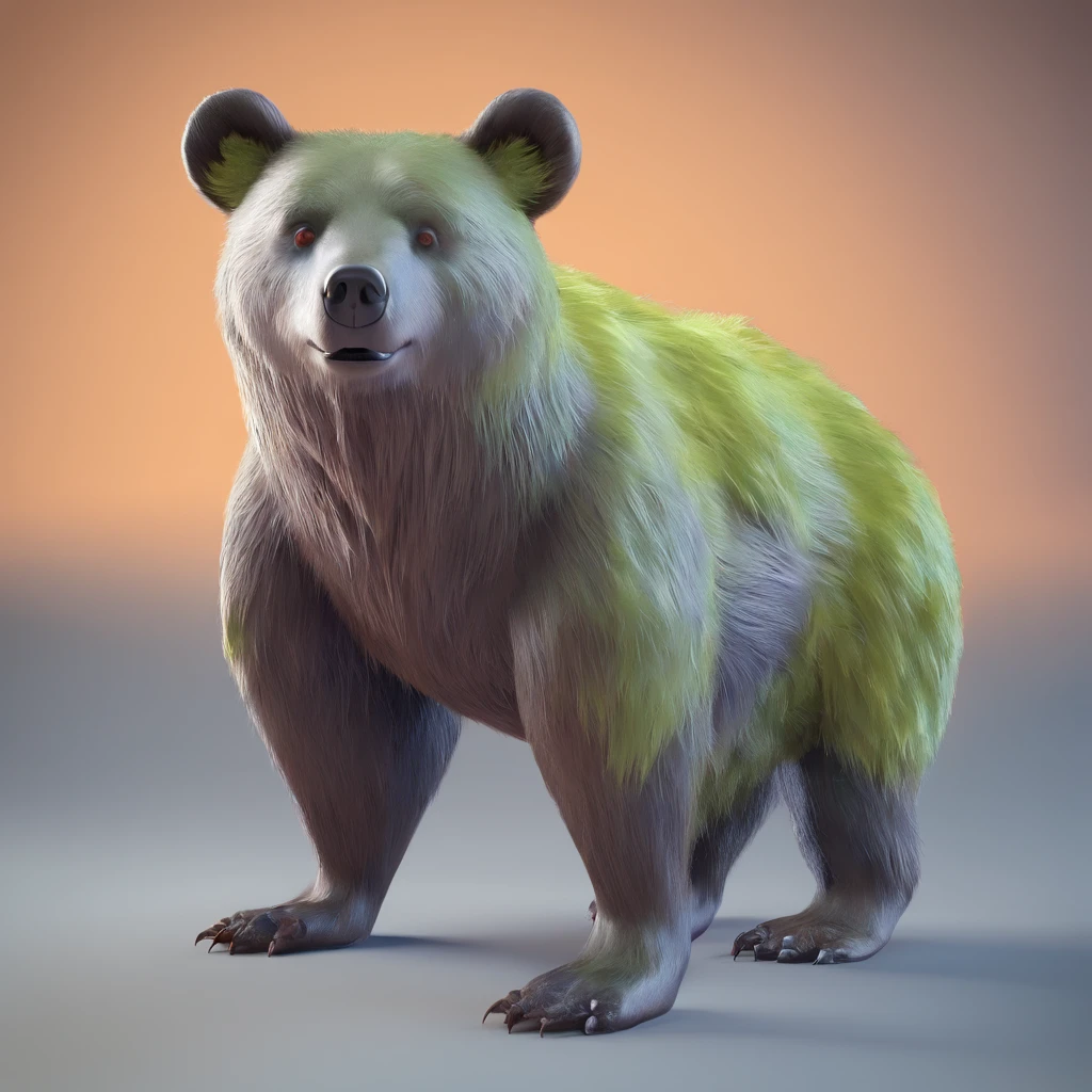 One Bear,One ant,We met in the forest。
bears are large and fluffy fur,。
The ant had a small, black body glowing。
At first, they looked at each other、It was in tension。
, Glossy and delicate,clean back ground, Good luster, 3D rendering of a,Best Quality