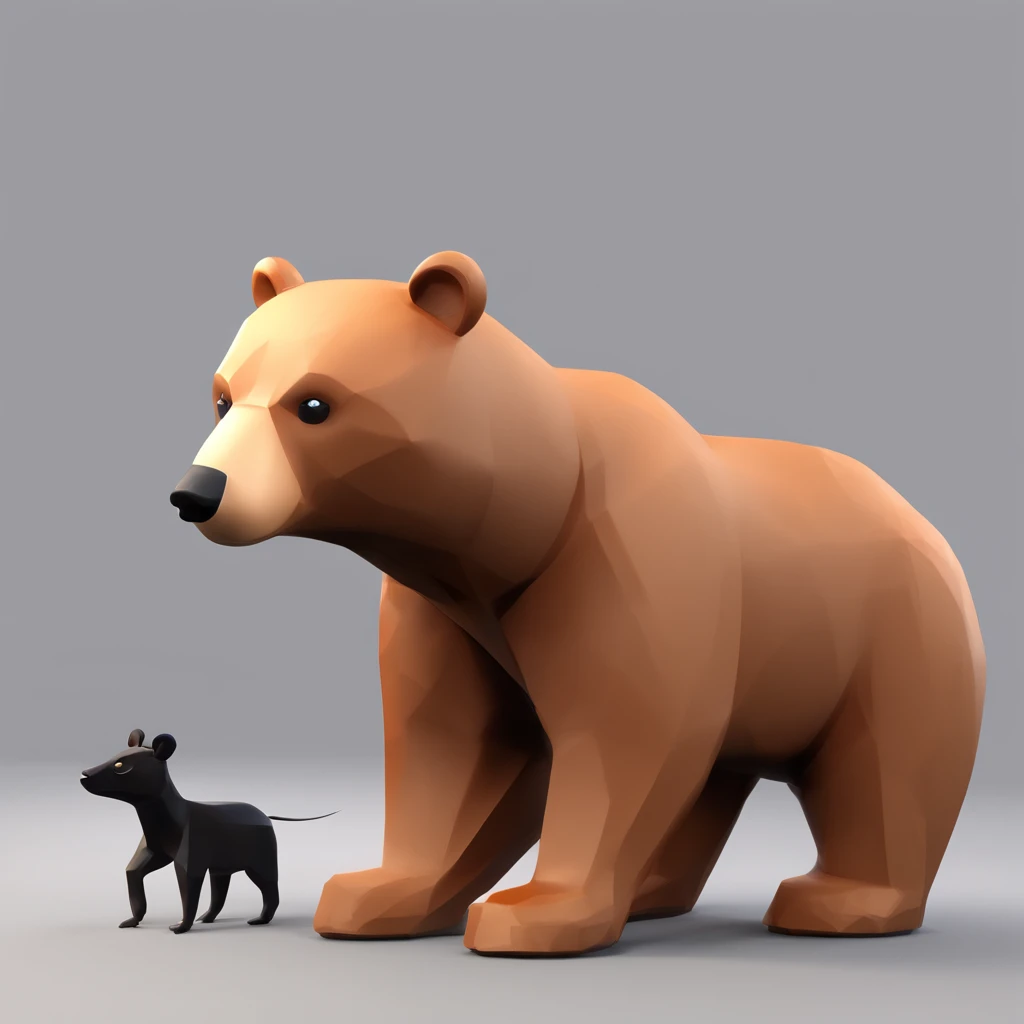 One Bear,One ant,We met in the forest。
bears are large and fluffy fur,。
The ant had a small, black body glowing。
At first, they looked at each other、It was in tension。
, Glossy and delicate,clean back ground, Good luster, 3D rendering of a,Best Quality
