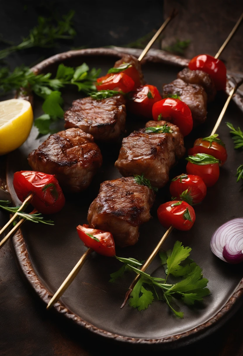 Red willow lamb kebabs，garlic，onion，Oil flower
