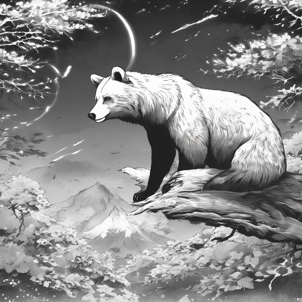 One Bear、One fox
bears are large and fluffy fur,、
The fox was small and beautiful with red fur、
looking each other、Nervousness
RT Down. 66 Before the Great Storm, nostalgic, Annual Lighting Display, voluminetric lighting, in woods