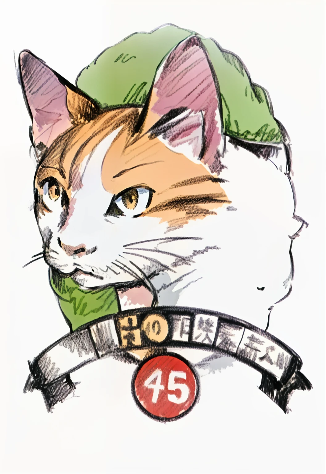 There is a cat sitting on the sign of the strap, anime visual of a cute cat, author:Central Plains South Tianfang, author:Gigadō Ashiyuki, neko, by Gusukuma Seihō, Sora as a cat, cat attacking tokyo, anime cat, author:Takeji Fujishima, author:Andō Tsukimichi