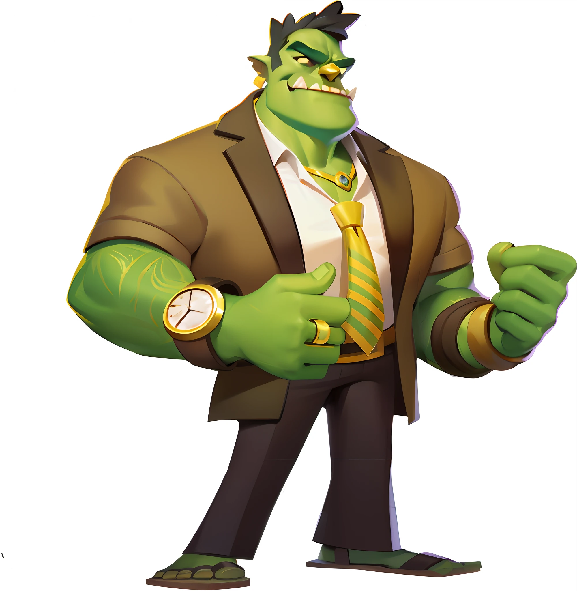 Close-up of cartoon character in suit and tie, The Hulk, official character art, Hulk, hulking, Portrait of the Hulk, hulk body type, manly monster tough guy, offcial art, official character illustration, Official concept art, The Hulk, Ogre, menacing posture, Big boss, merged character, mont, Donald Trump as Hulk