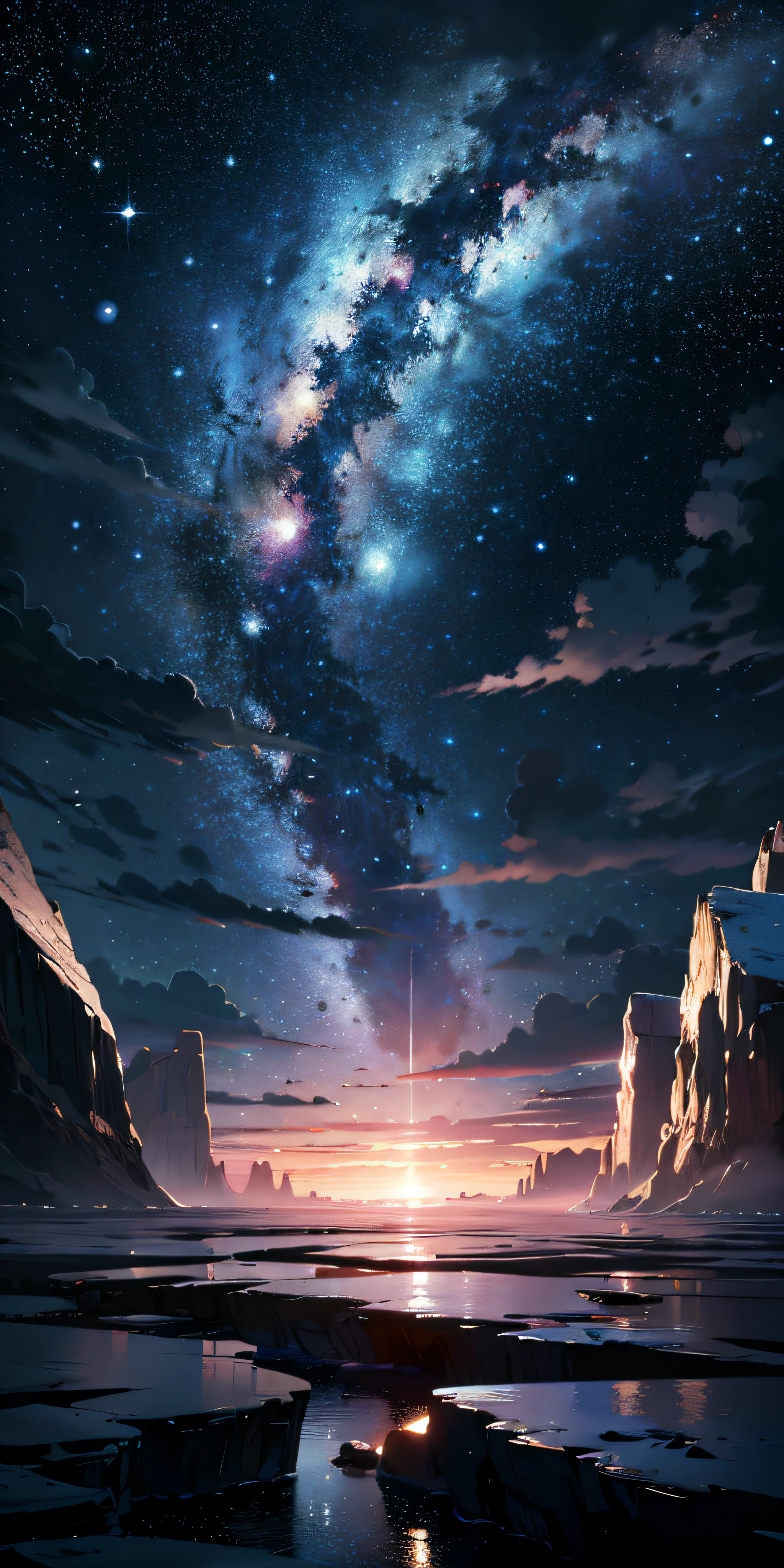 Ridiculous resolution, A high resolution, (masterpiece:1.4), ultra - detailed, starrysky, looking from above, the space, afloat,high qulity,The is very detailed,Cinematic lighting effects