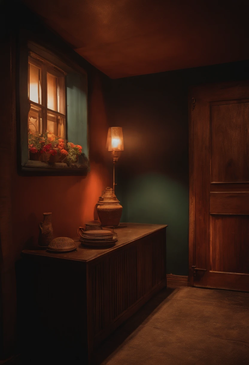 90s house, empty basement!!, artistic composition!, wall space, 4k photograph, cozy, liminal, bare walls, cozy!, sharpened image, night