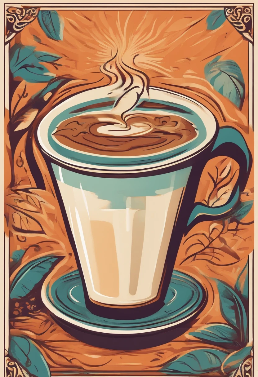a funny and creative illustration poster of coffee, vector style, colorful, happy vibes